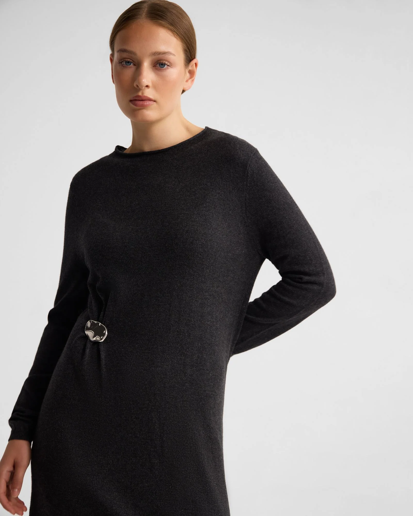 Adelaide Knitted Dress With Brooch - Image 10