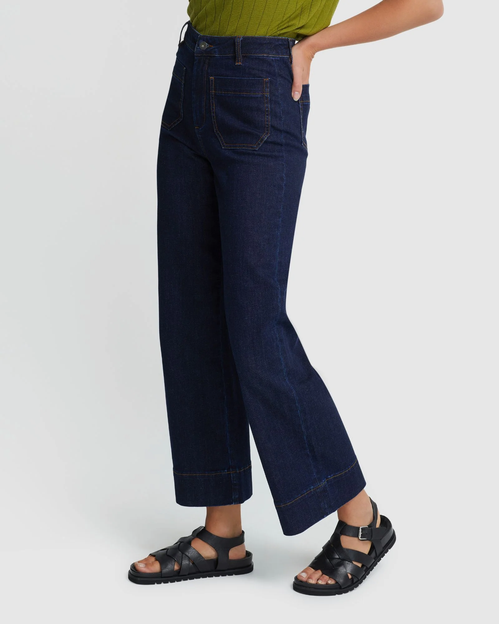 Alexa Patch Pocket Wide Leg Jeans - Image 2