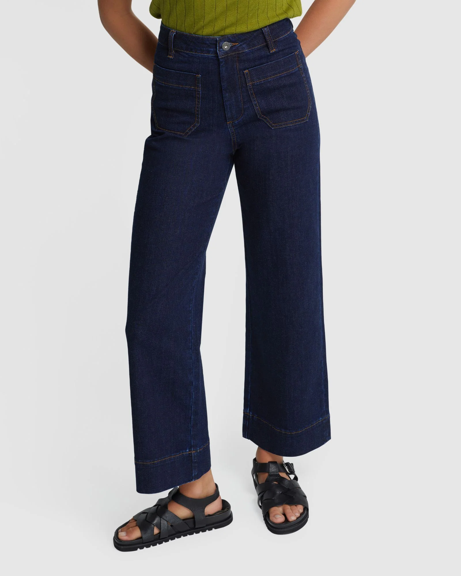 Alexa Patch Pocket Wide Leg Jeans - Image 4