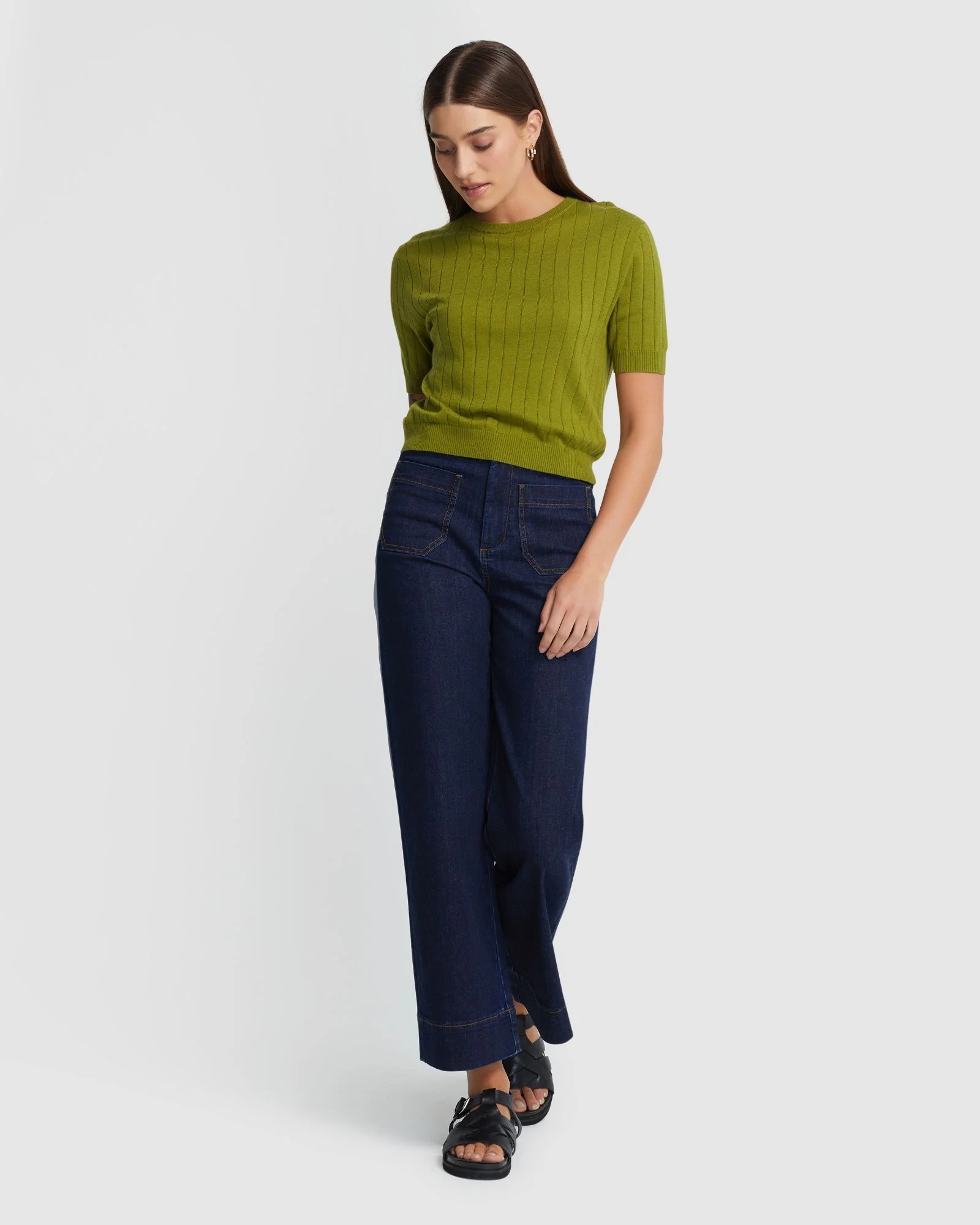 Alexa Patch Pocket Wide Leg Jeans - Image 5
