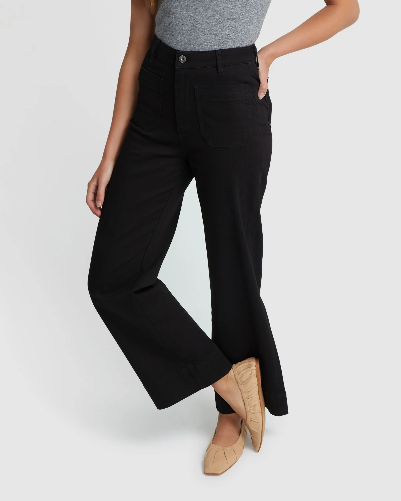 Alexa Patch Pocket Wide Leg Jeans - Image 4