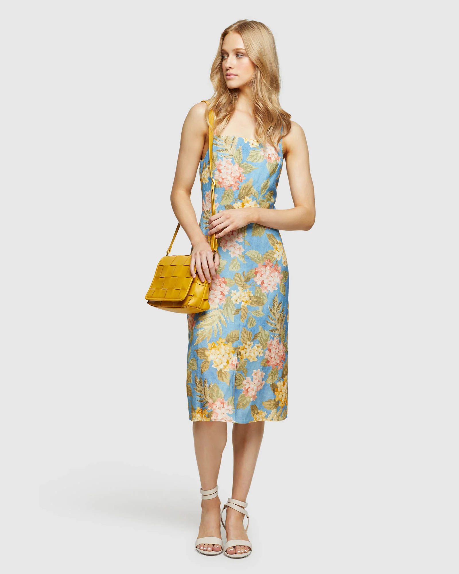 Amica Tropical Print Linen Dress