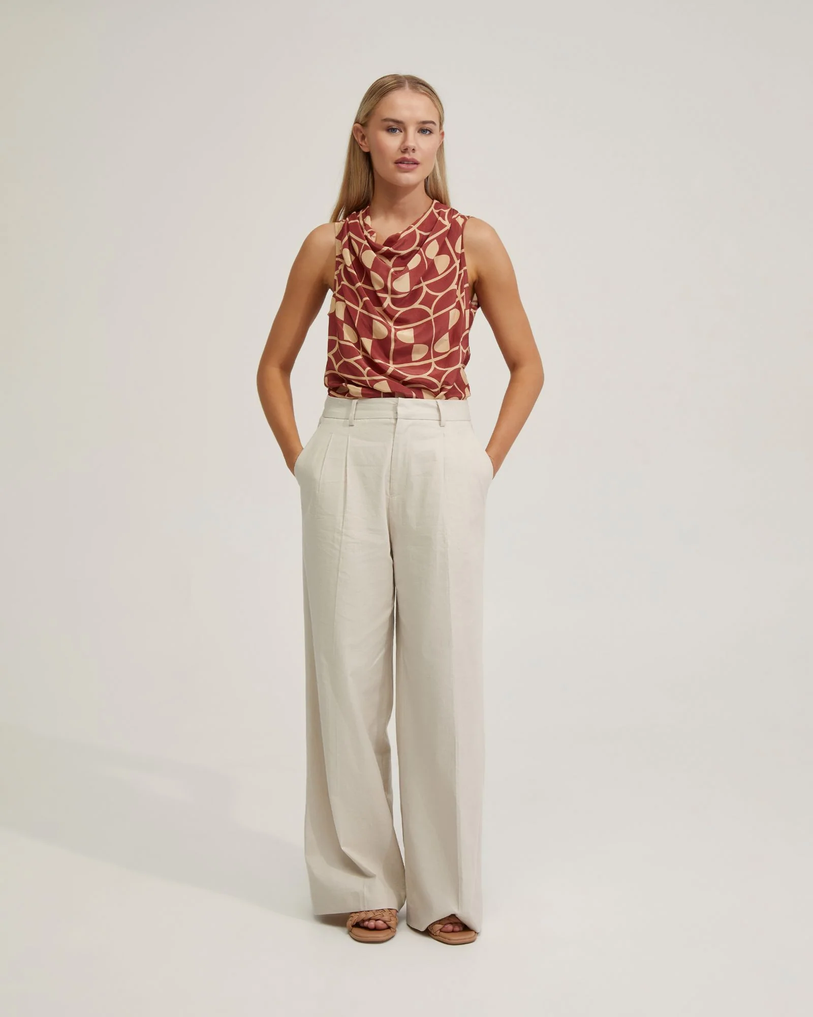 Angelica Geo Print Soft Neck Top
