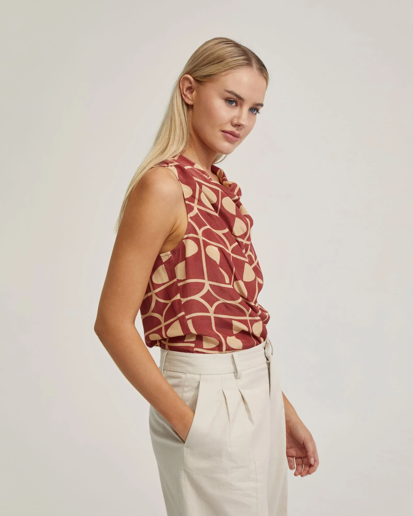 Angelica Geo Print Soft Neck Top - Image 2