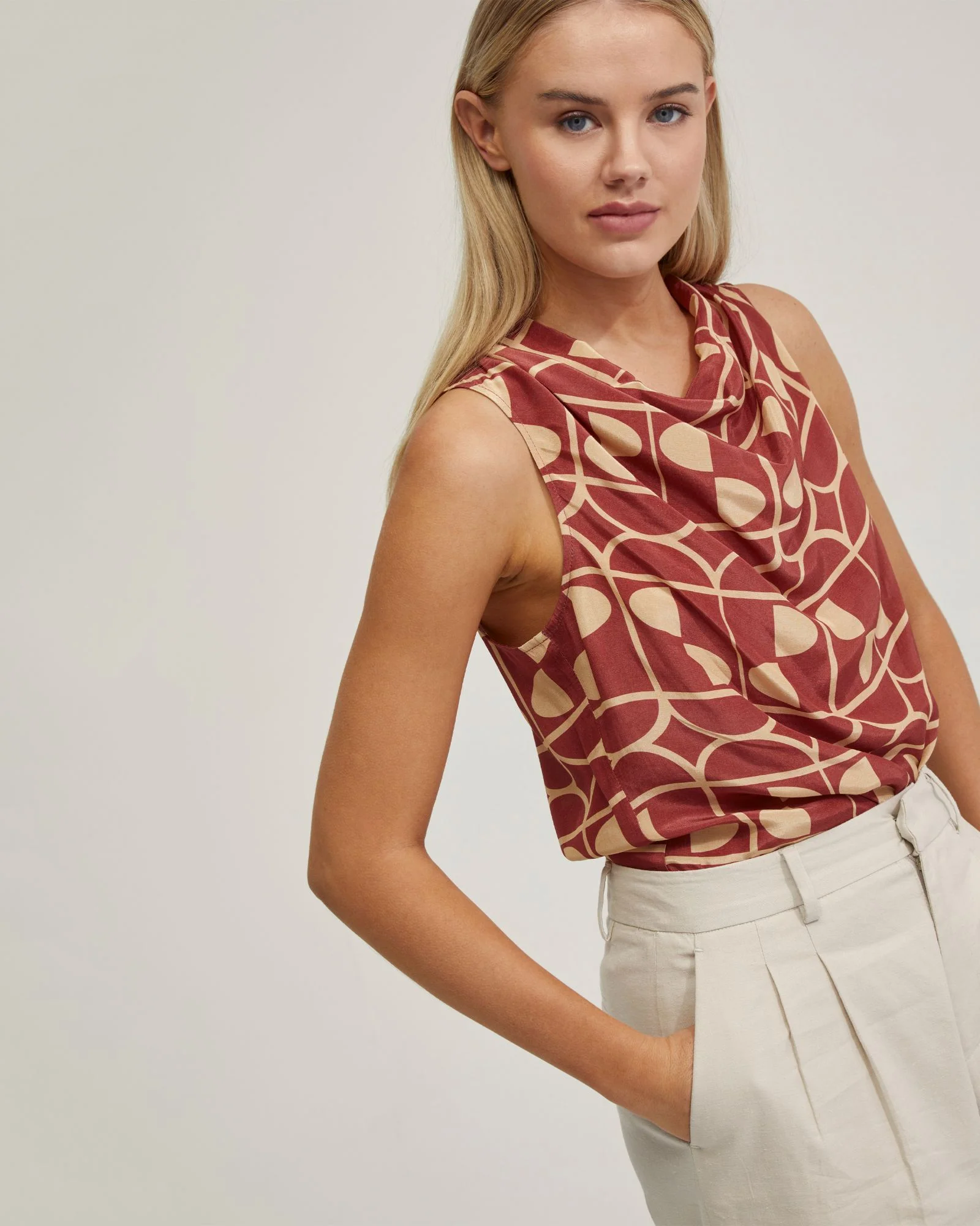 Angelica Geo Print Soft Neck Top - Image 4
