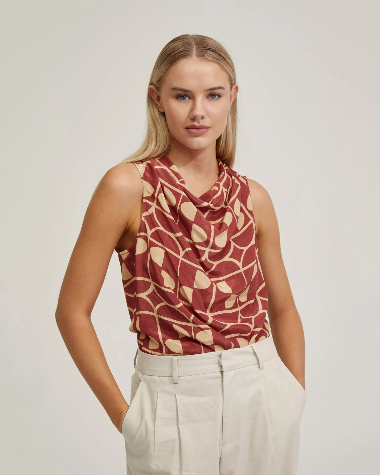 Angelica Geo Print Soft Neck Top - Image 5