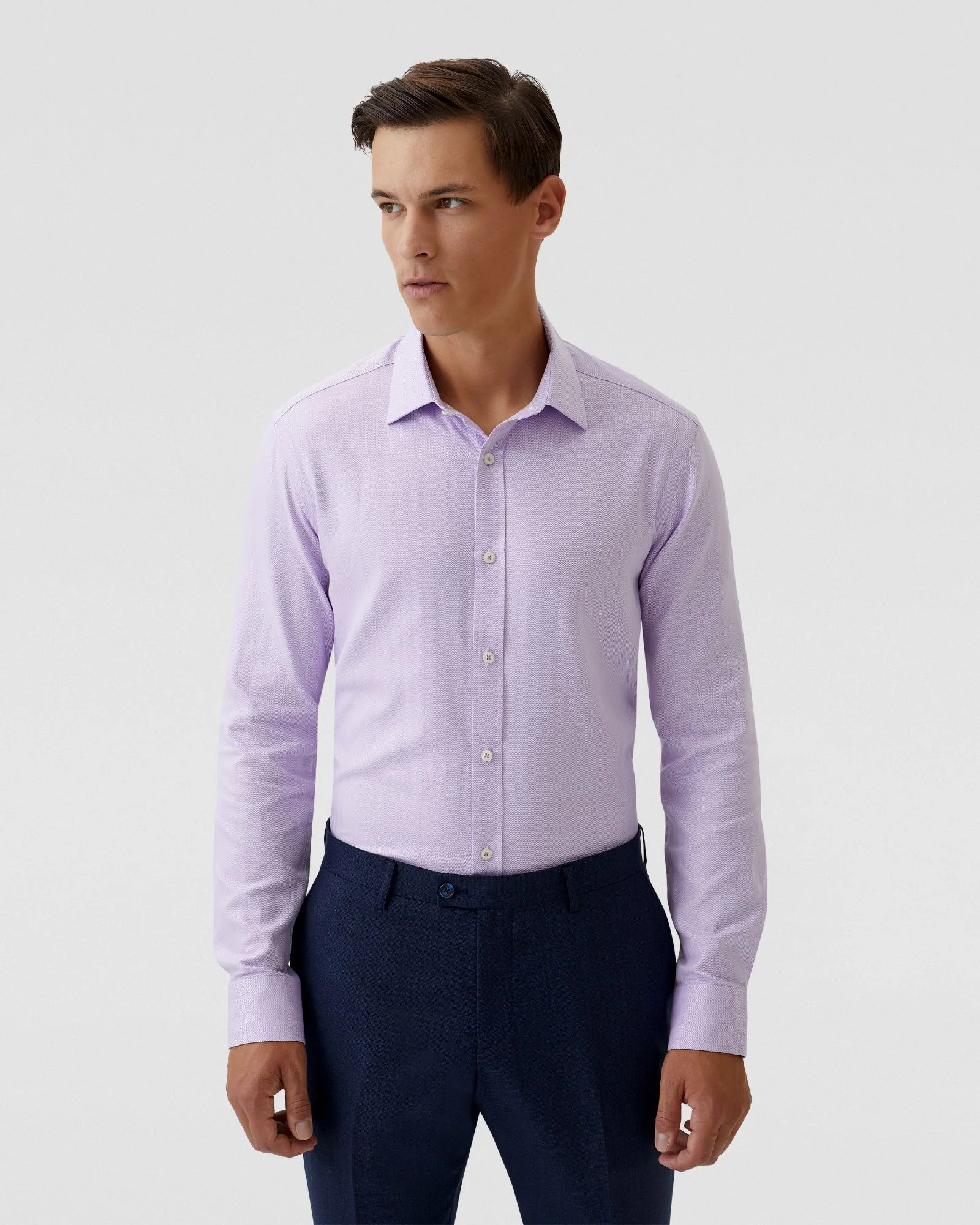 Beckton Herringbone Cotton Shirt - Image 11