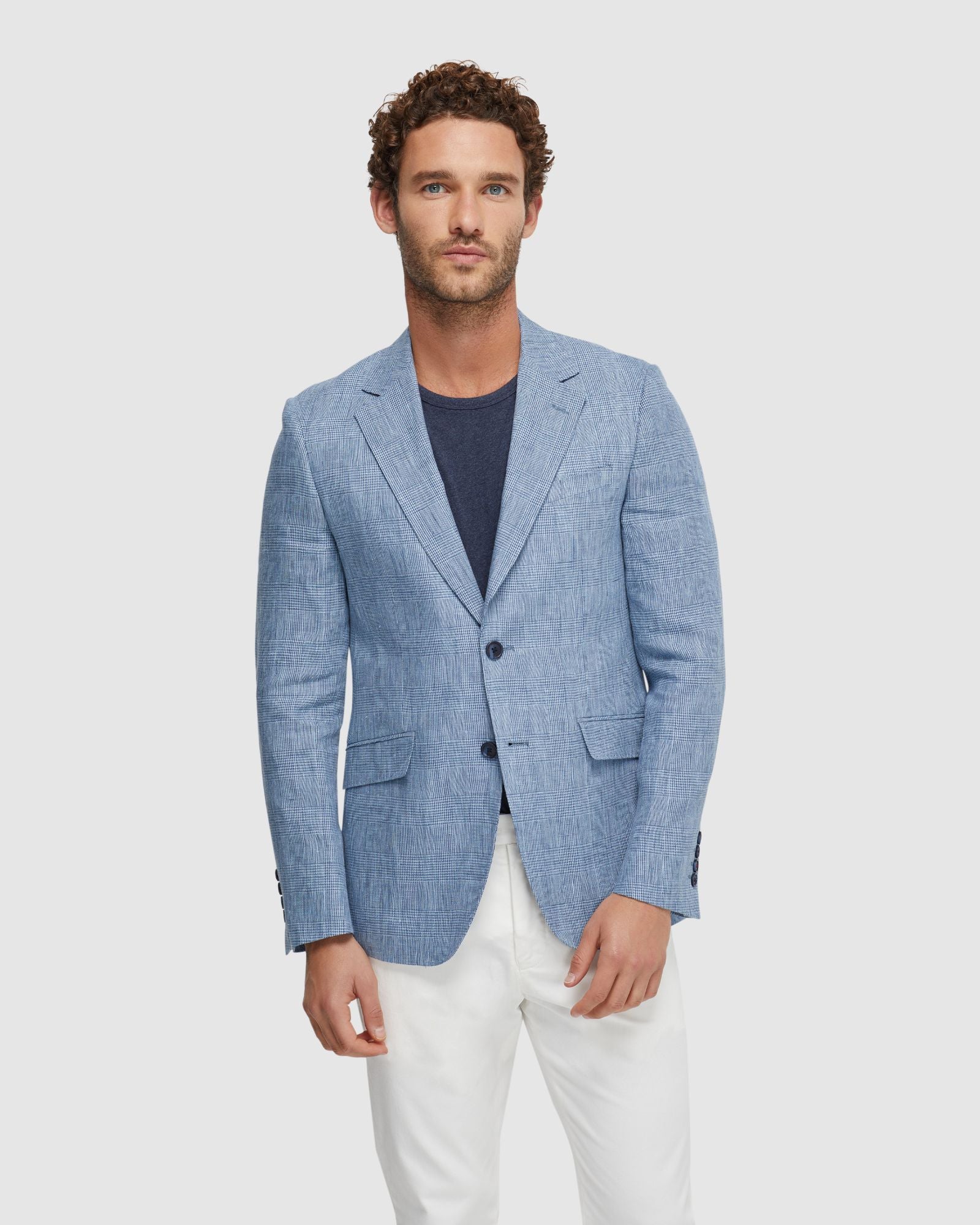 Blake Linen Check Blazer - Image 5