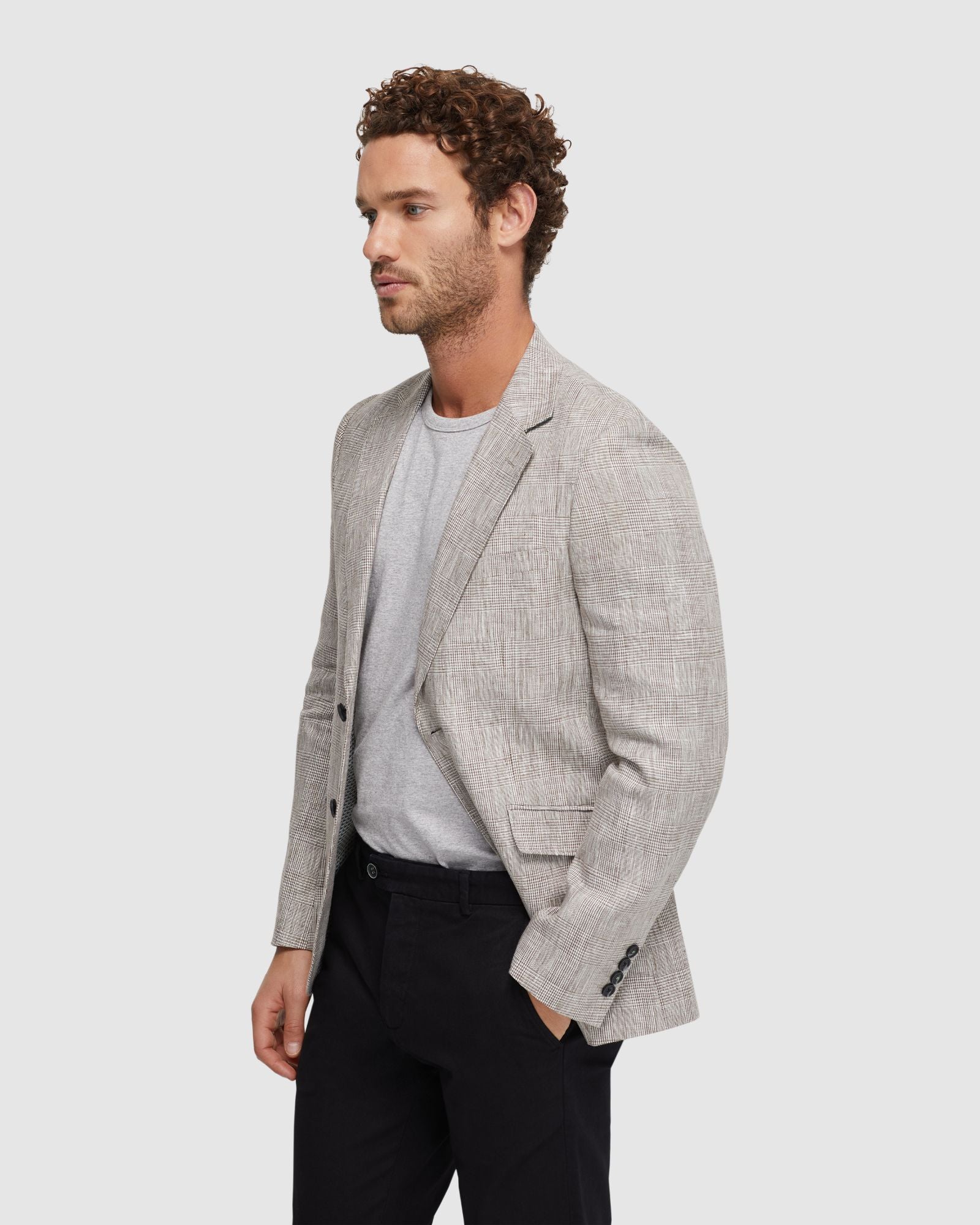 Blake Linen Check Blazer - Image 9