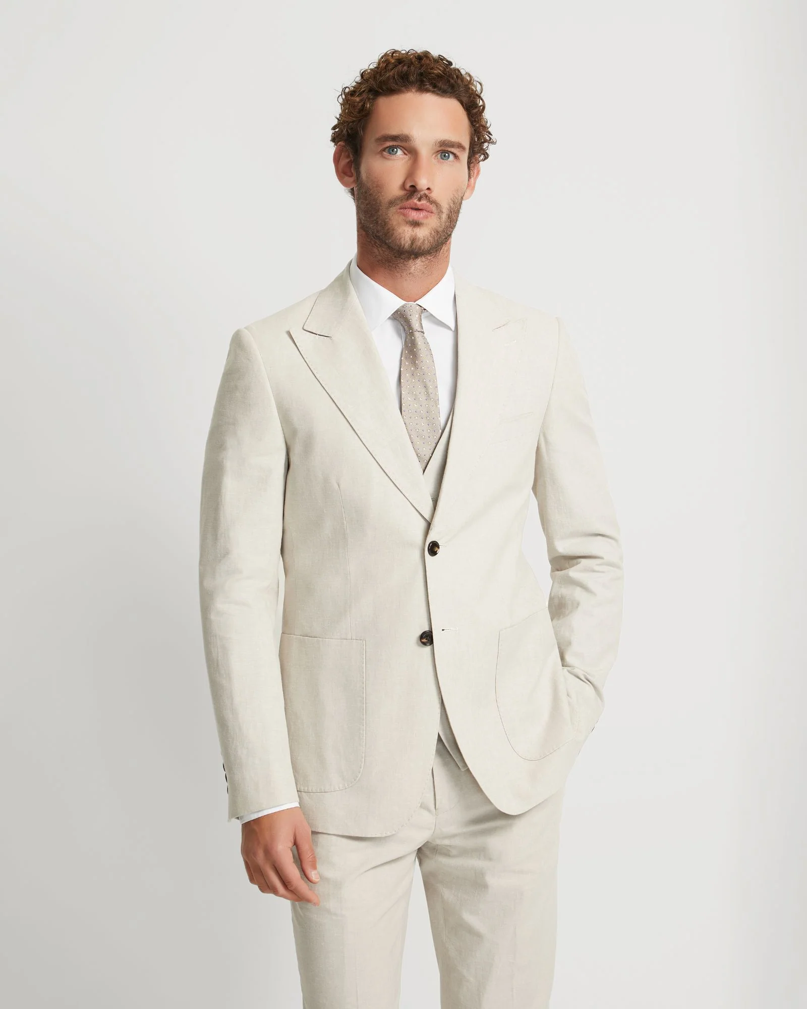Byron Linen Blend Peak Lapel Jacket - Image 11