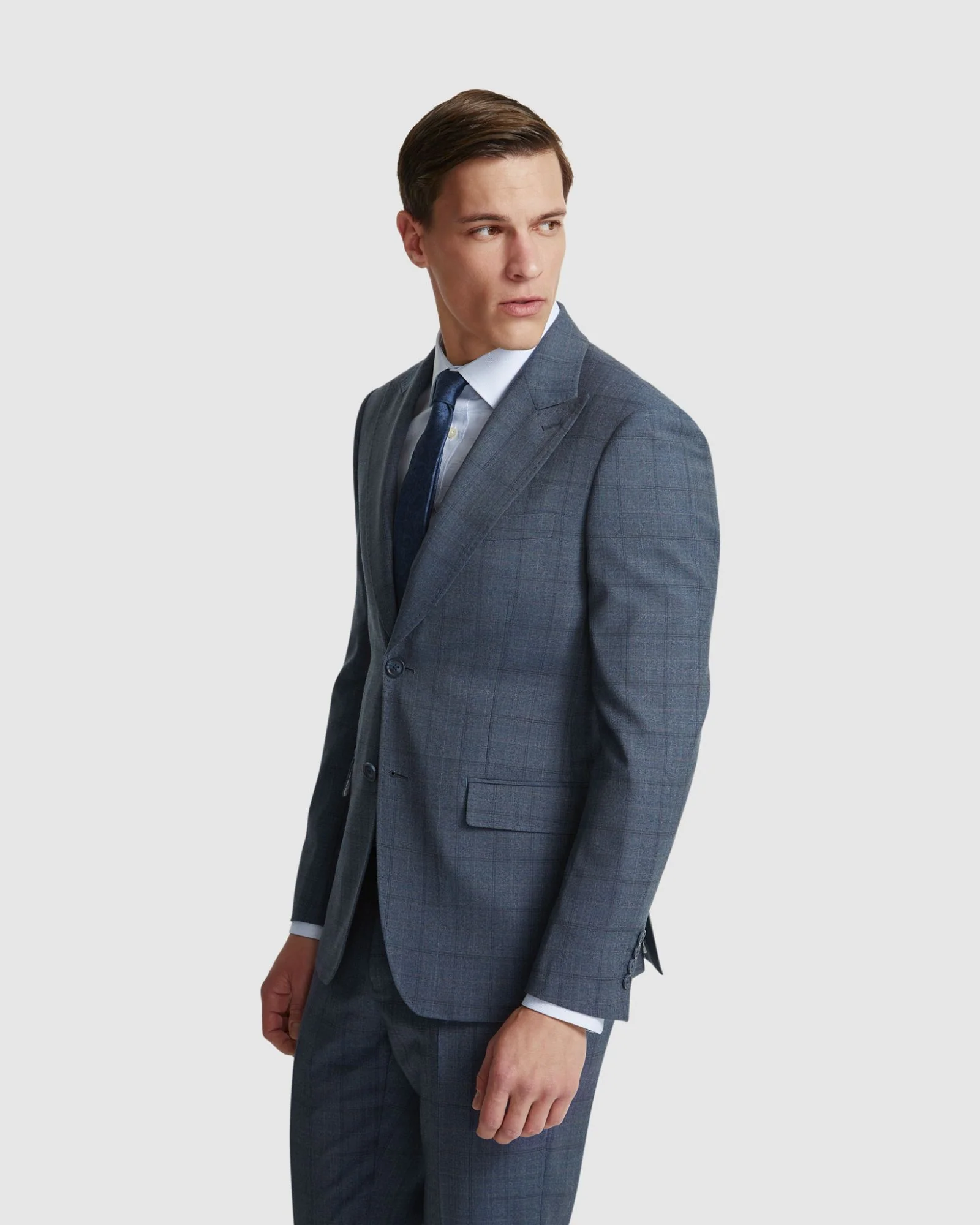 Byron Wool Check Suit Jacket Peak Lapel - Image 2
