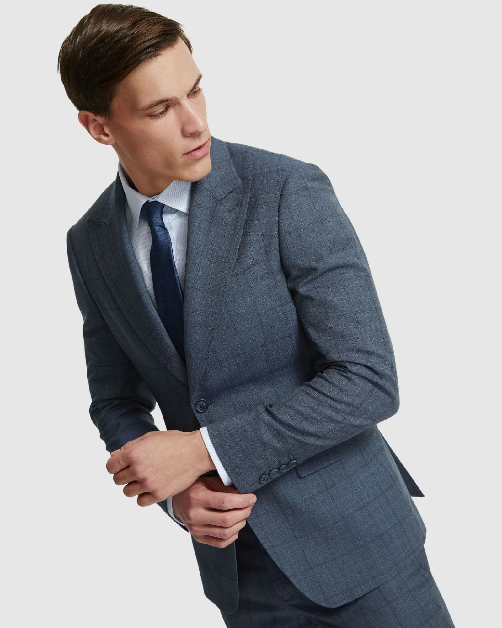 Byron Wool Check Suit Jacket Peak Lapel - Image 4