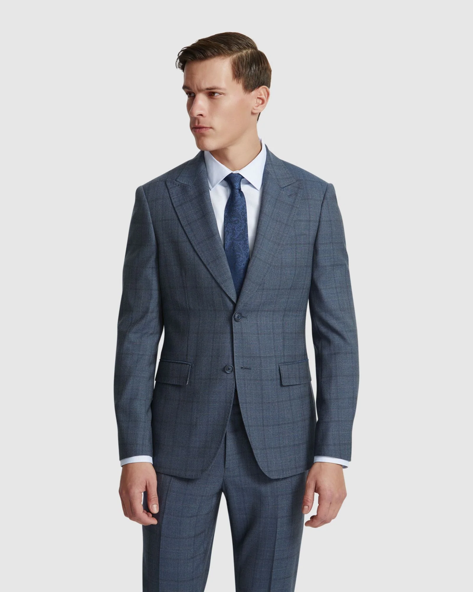Byron Wool Check Suit Jacket Peak Lapel - Image 5