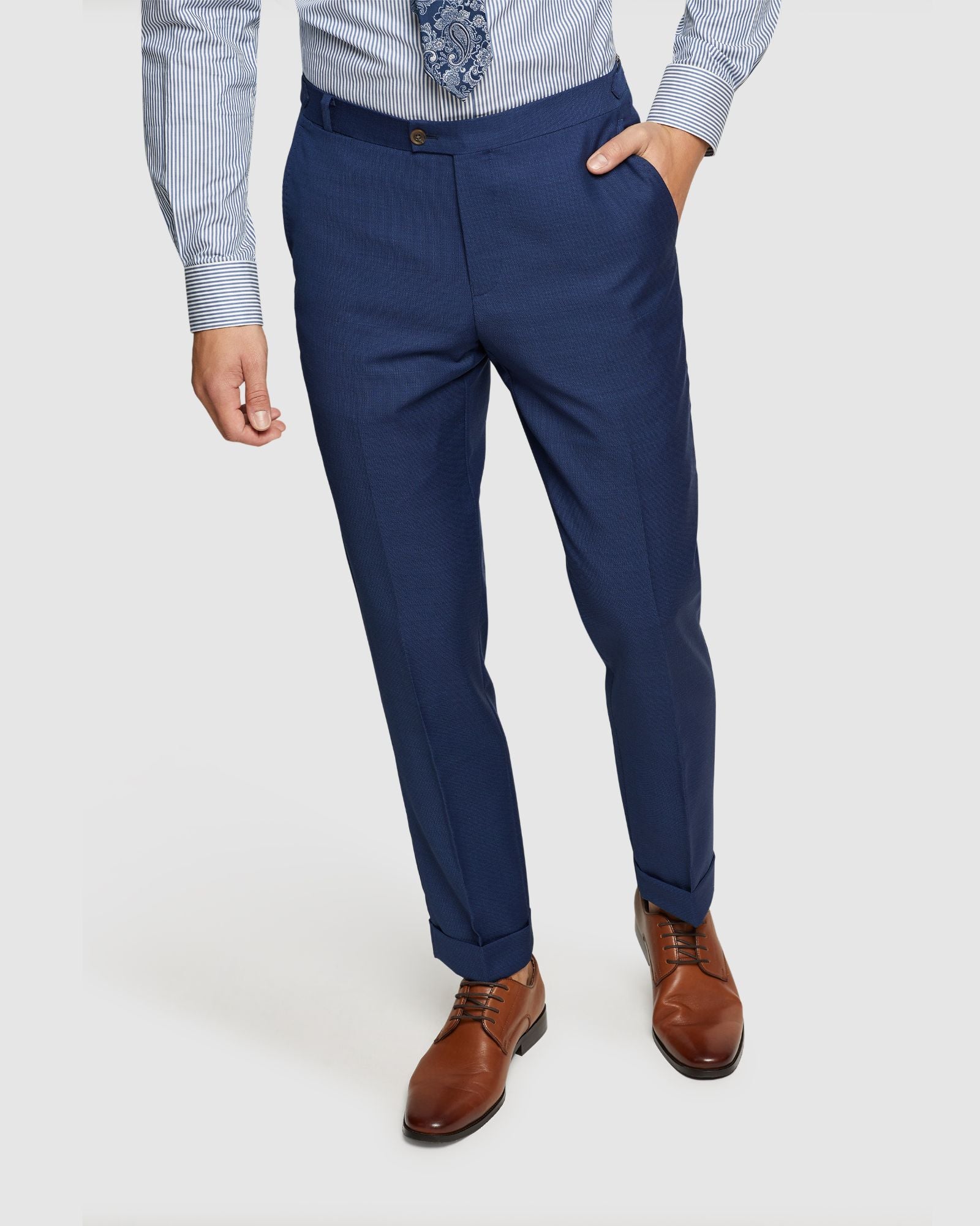 Byron Folded Cuff Wool Suit Trousers - Image 4