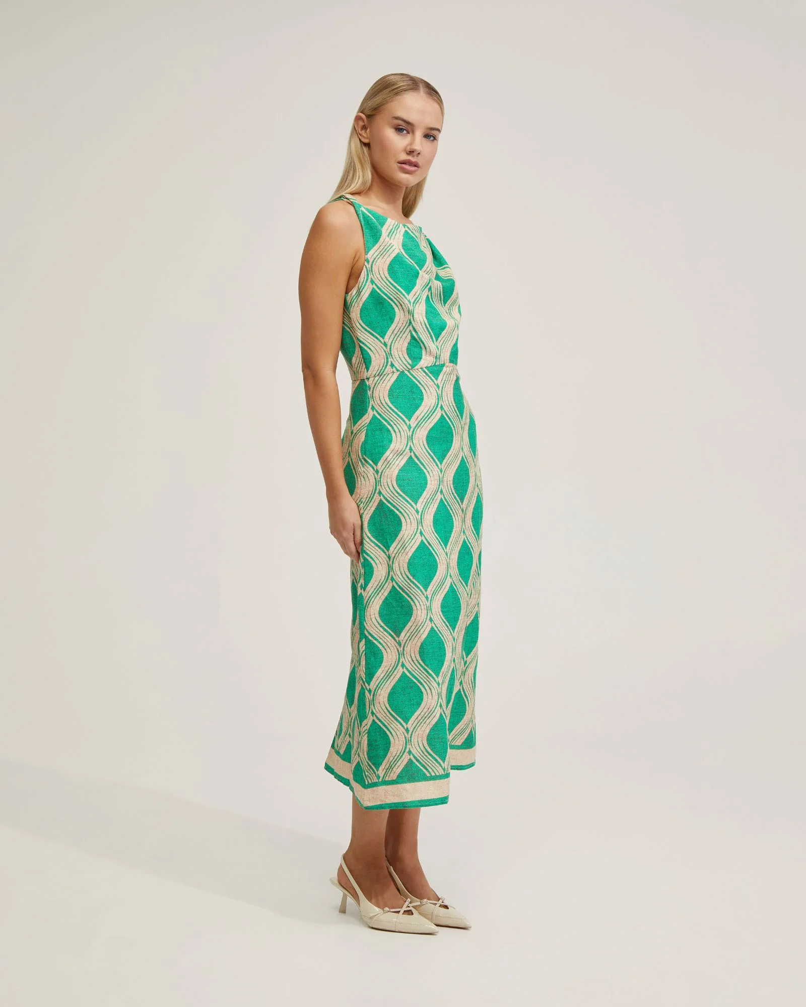 Carrie Linen Blend Printed Dress - Image 4
