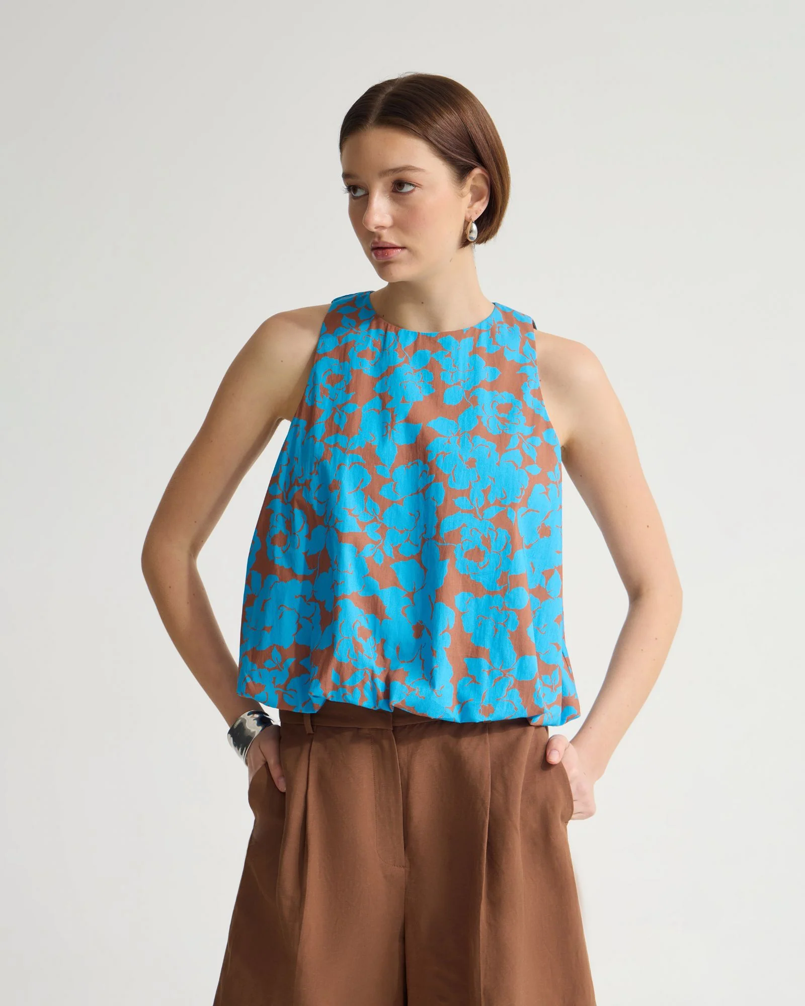 Clover Printed Cotton Shell Top - Image 5