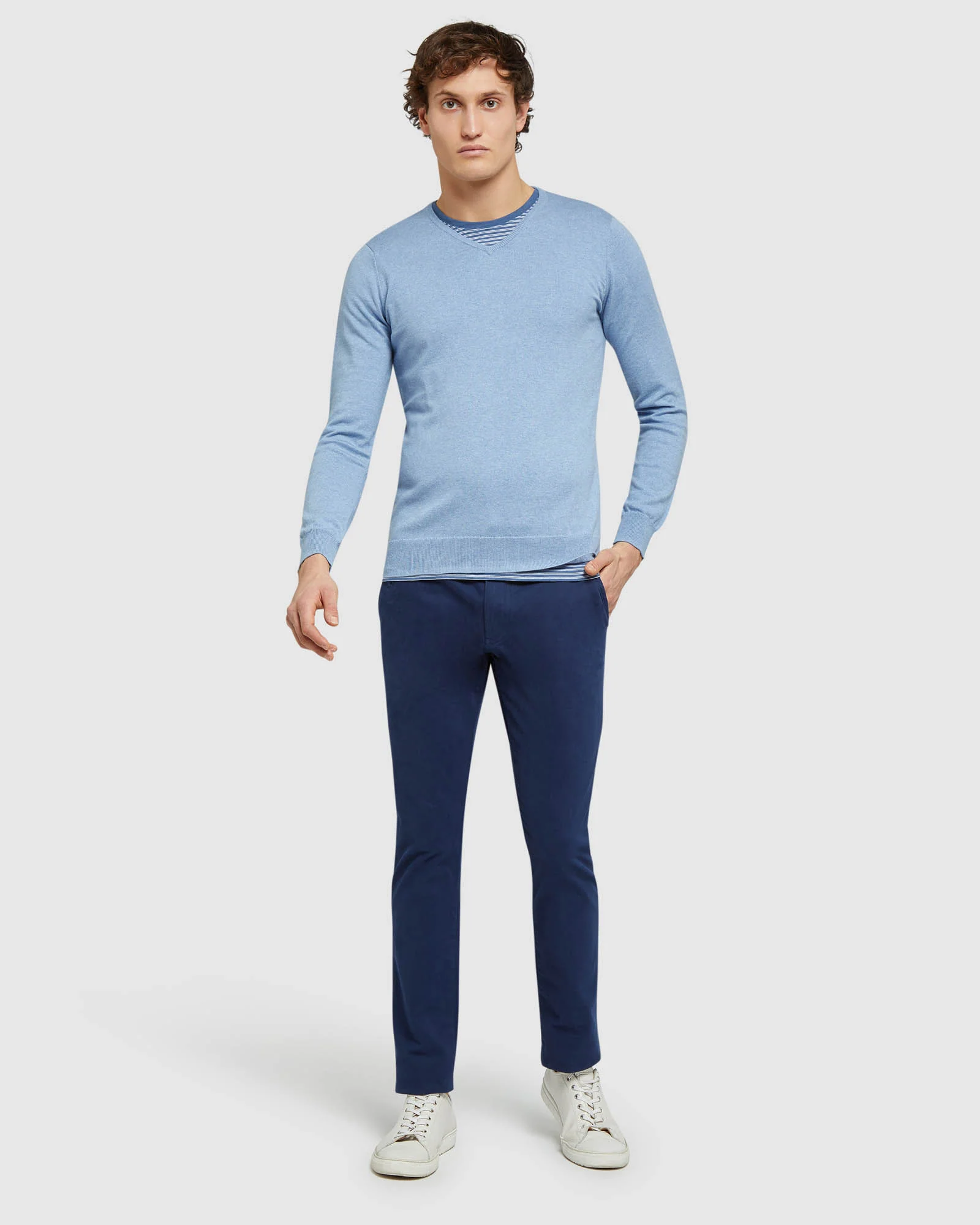 Cotton Cashmere V-Neck Pullover - Image 5