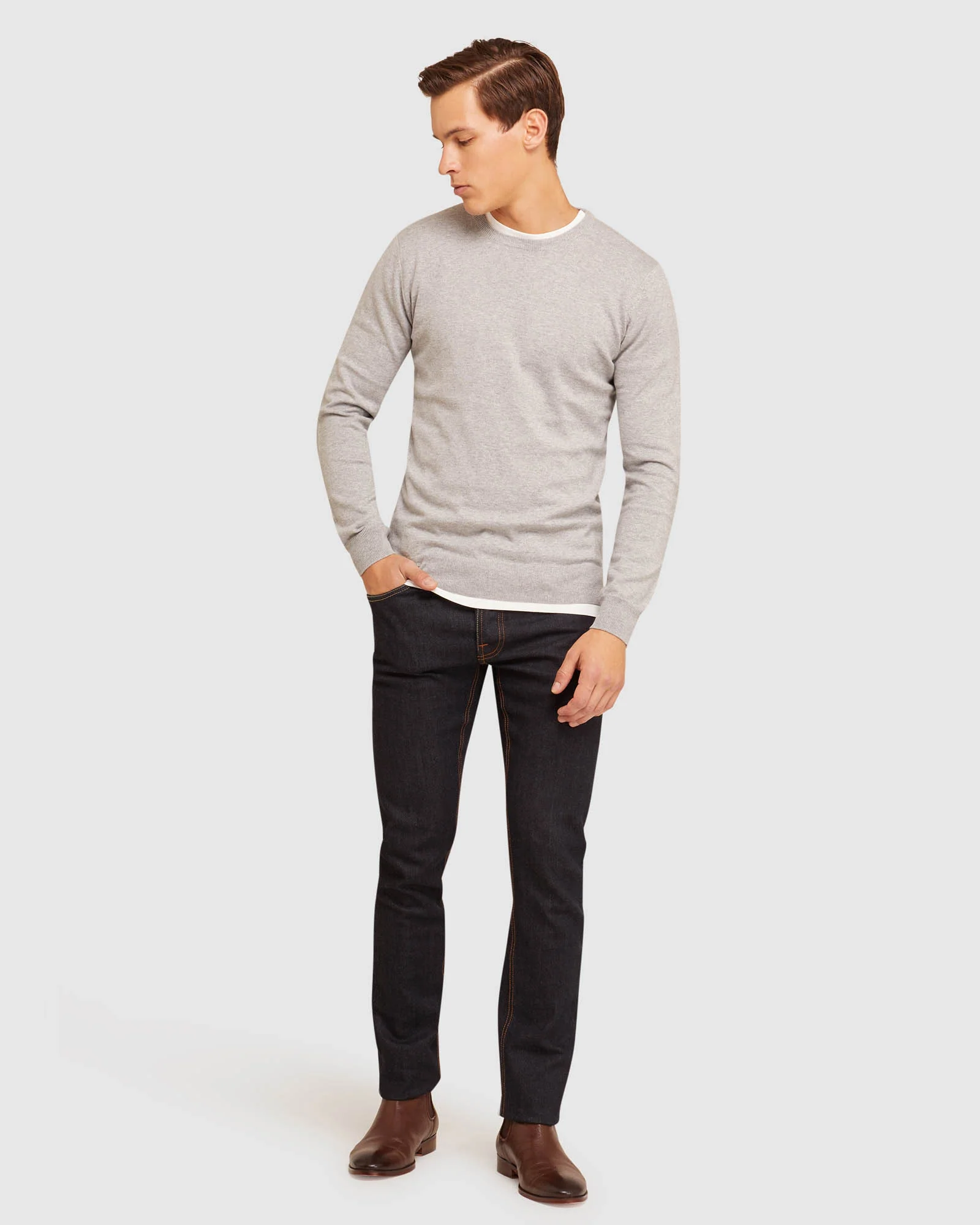 Crew Neck Cotton Cashmere Pullover - Image 23