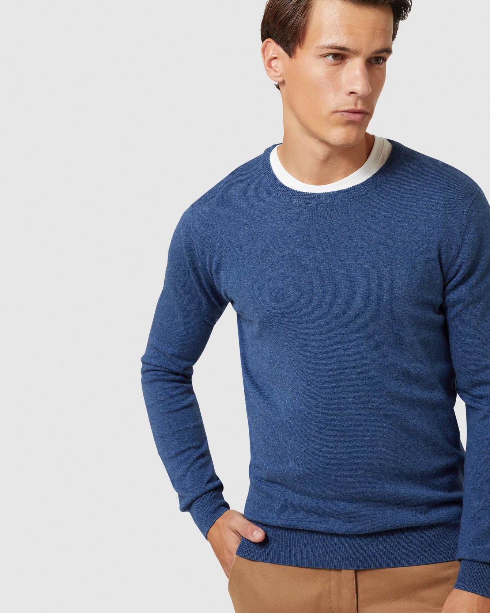 Crew Neck Cotton Cashmere Pullover - Image 4