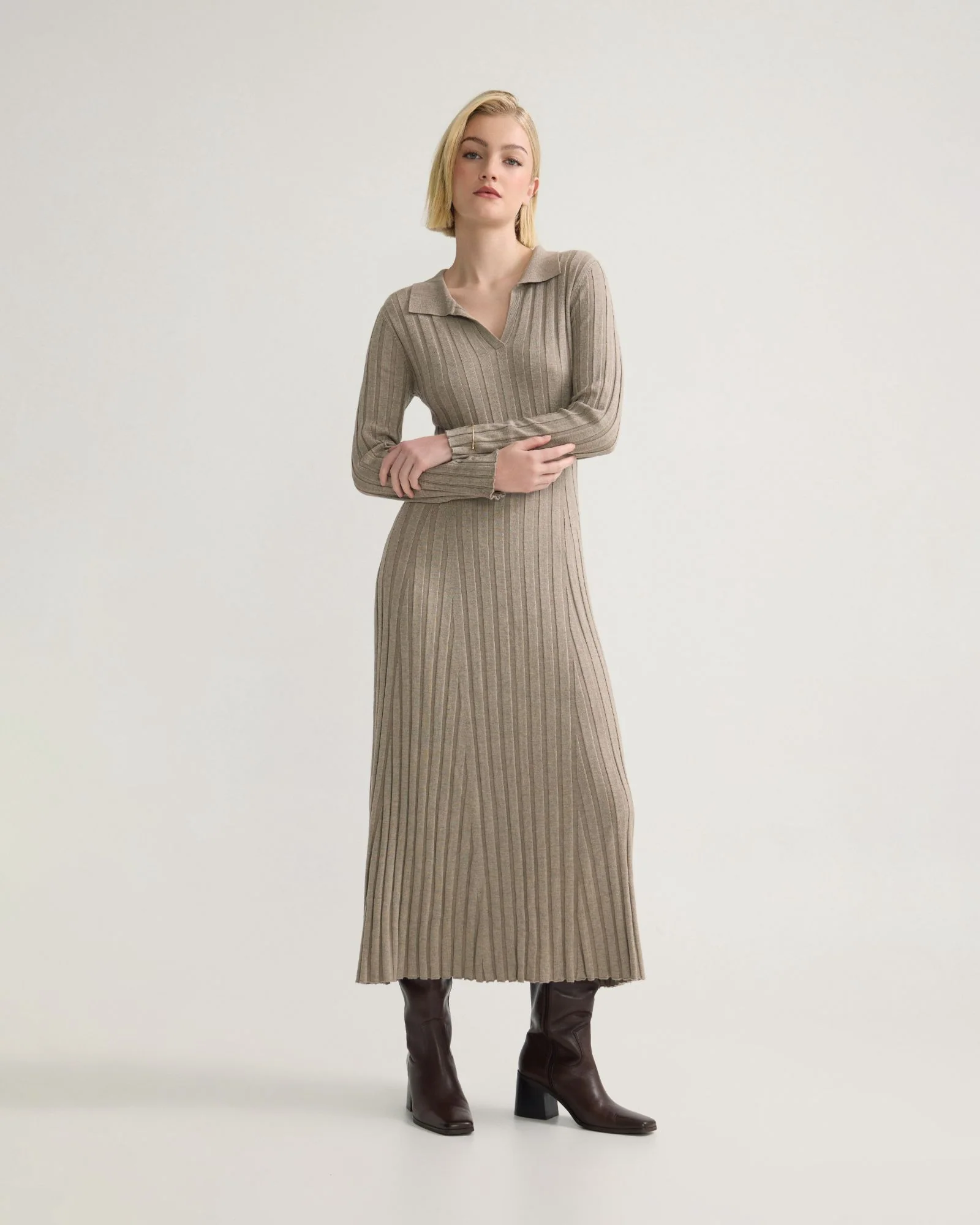 Dakota Knitted Polo Collar Dress - Image 11