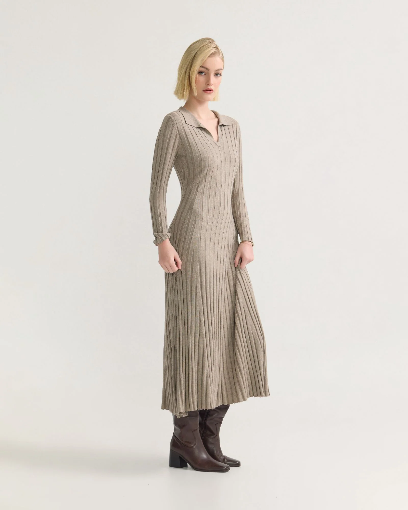Dakota Knitted Polo Collar Dress - Image 8