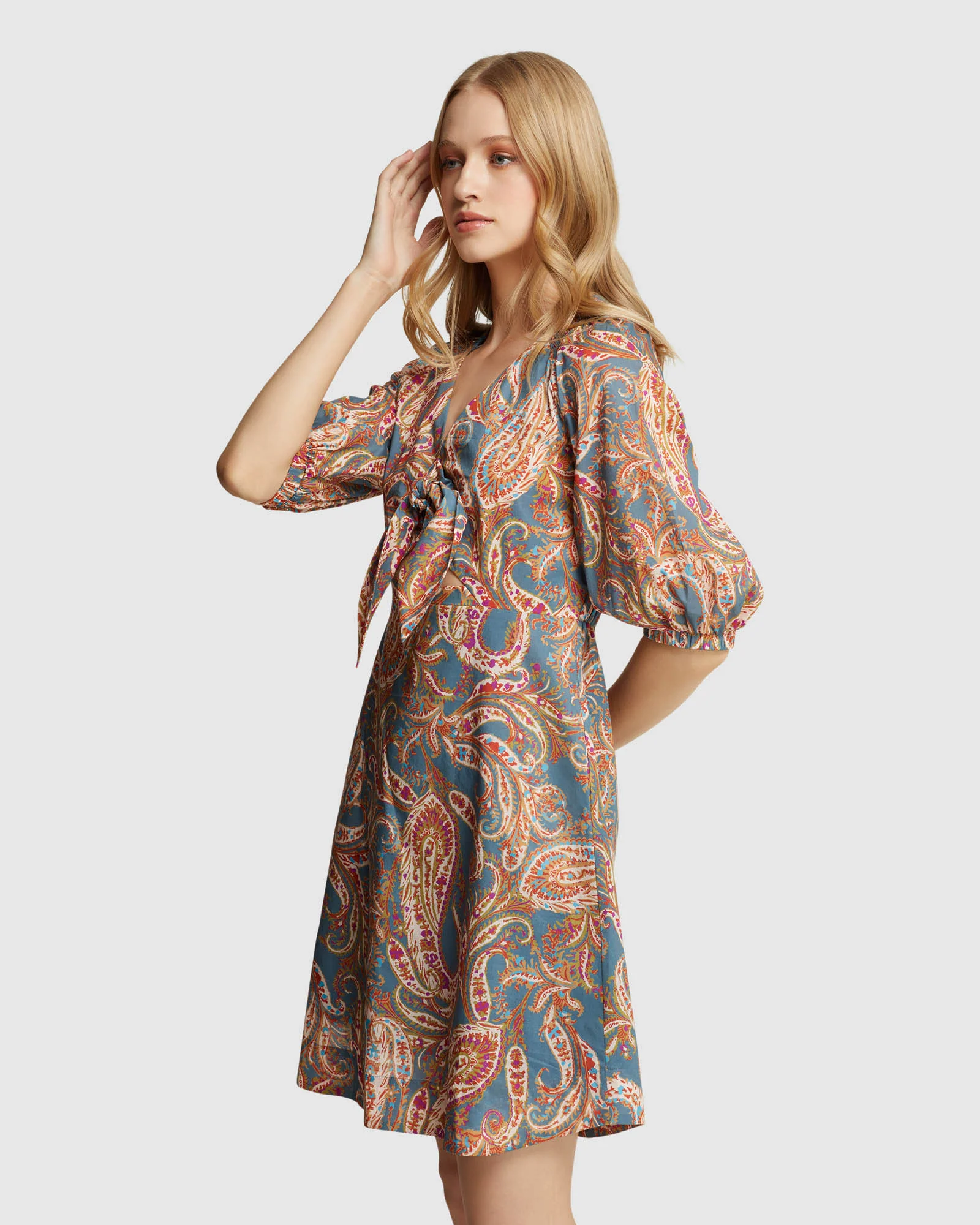 Dena Cotton Paisley Print Dress - Image 2