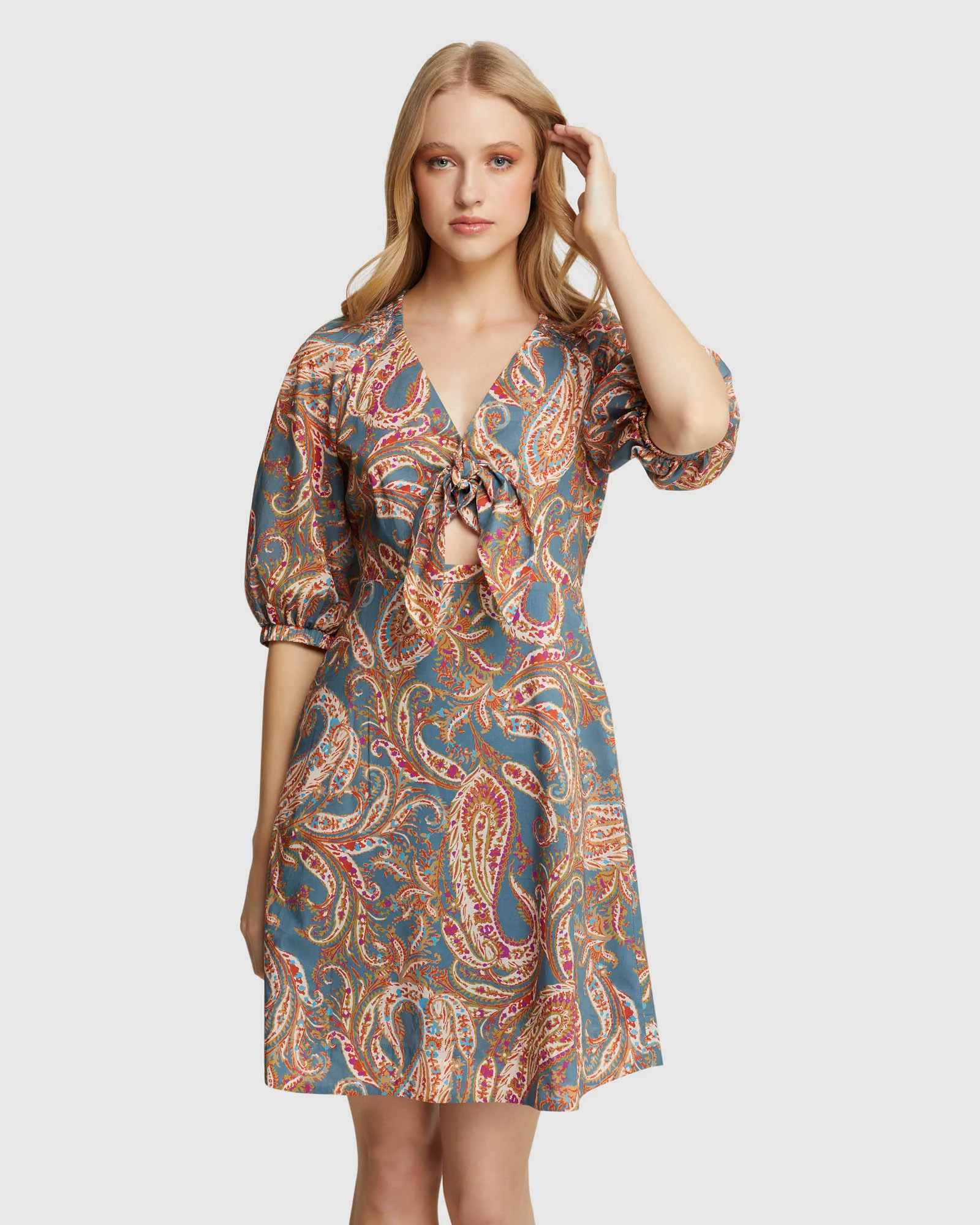 Dena Cotton Paisley Print Dress - Image 5