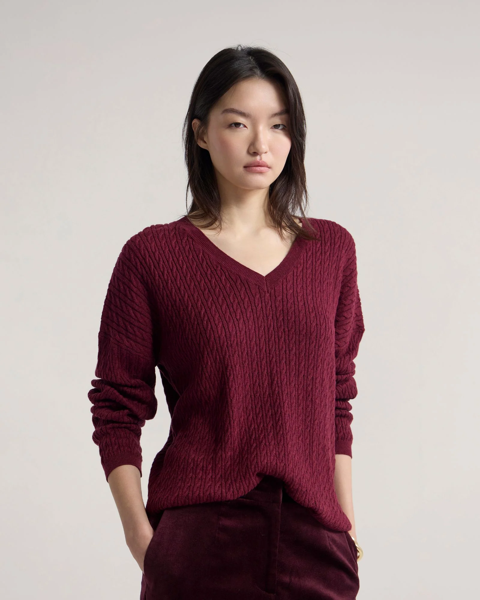 Drew Cable V-Neck Knit - Image 6