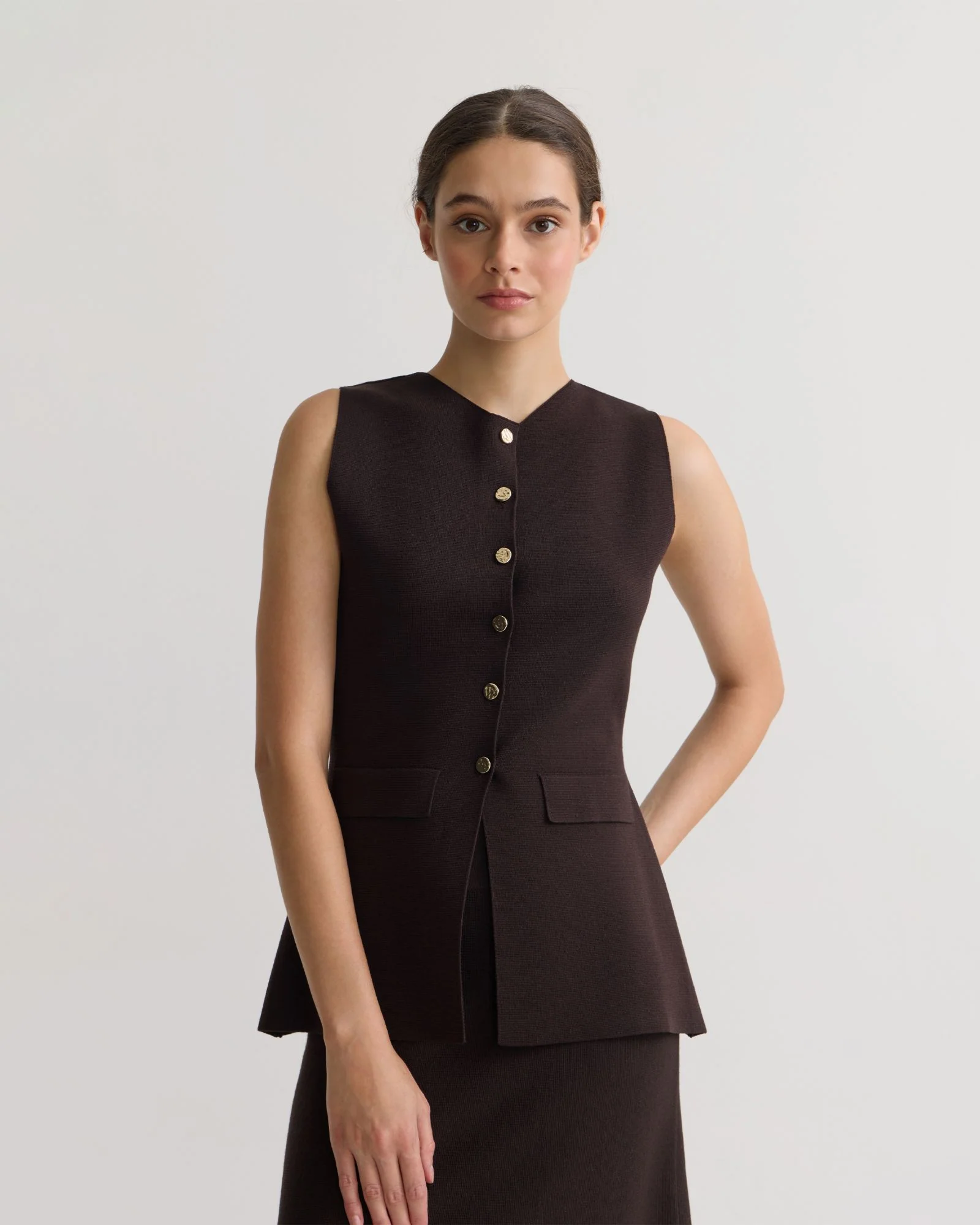 Drew Knitted Long Waistcoat - Image 11