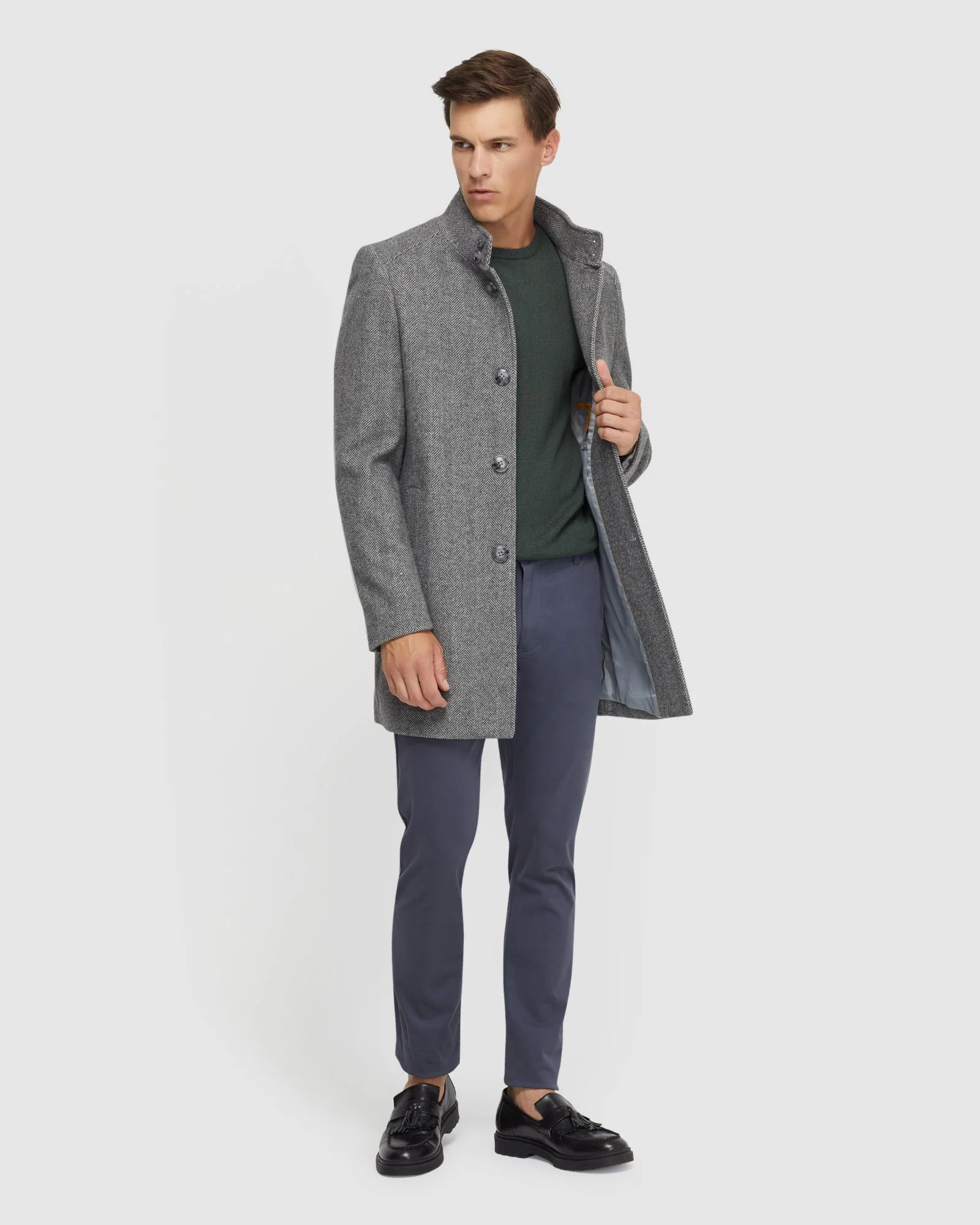 Dunbar Herringbone Wool Rich Coat - Image 2