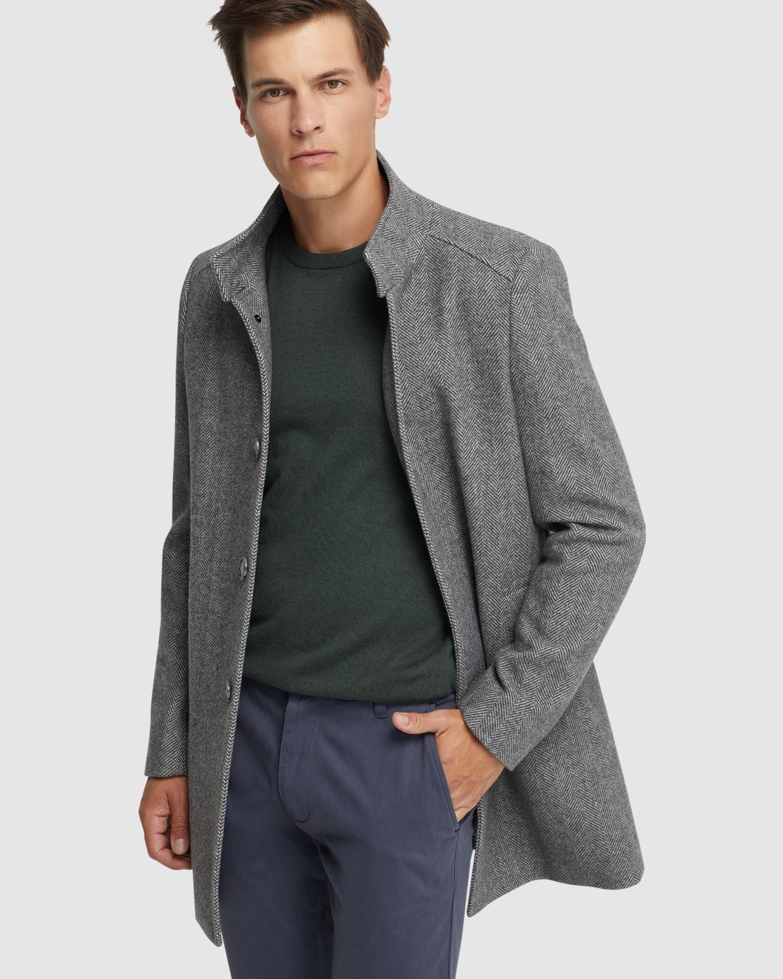 Dunbar Herringbone Wool Rich Coat - Image 5