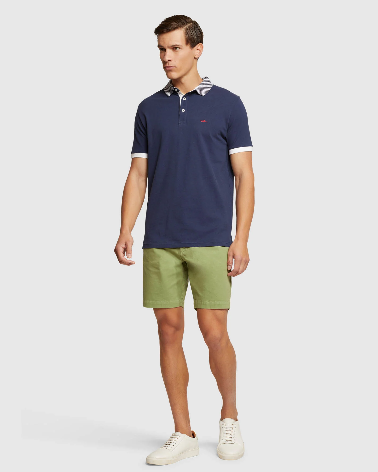 Dylan Striped Collar Pique Polo - Image 11
