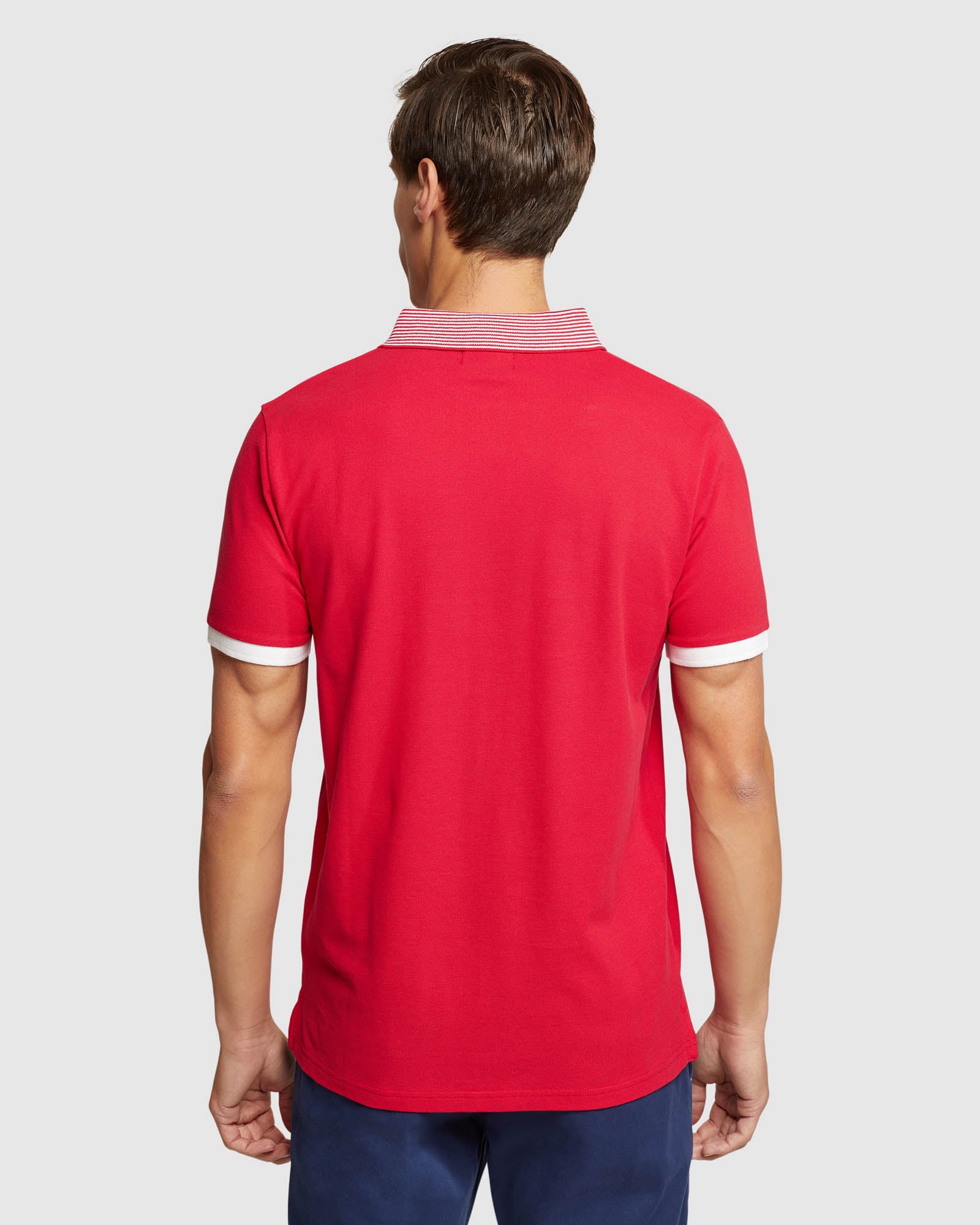 Dylan Striped Collar Pique Polo - Image 15