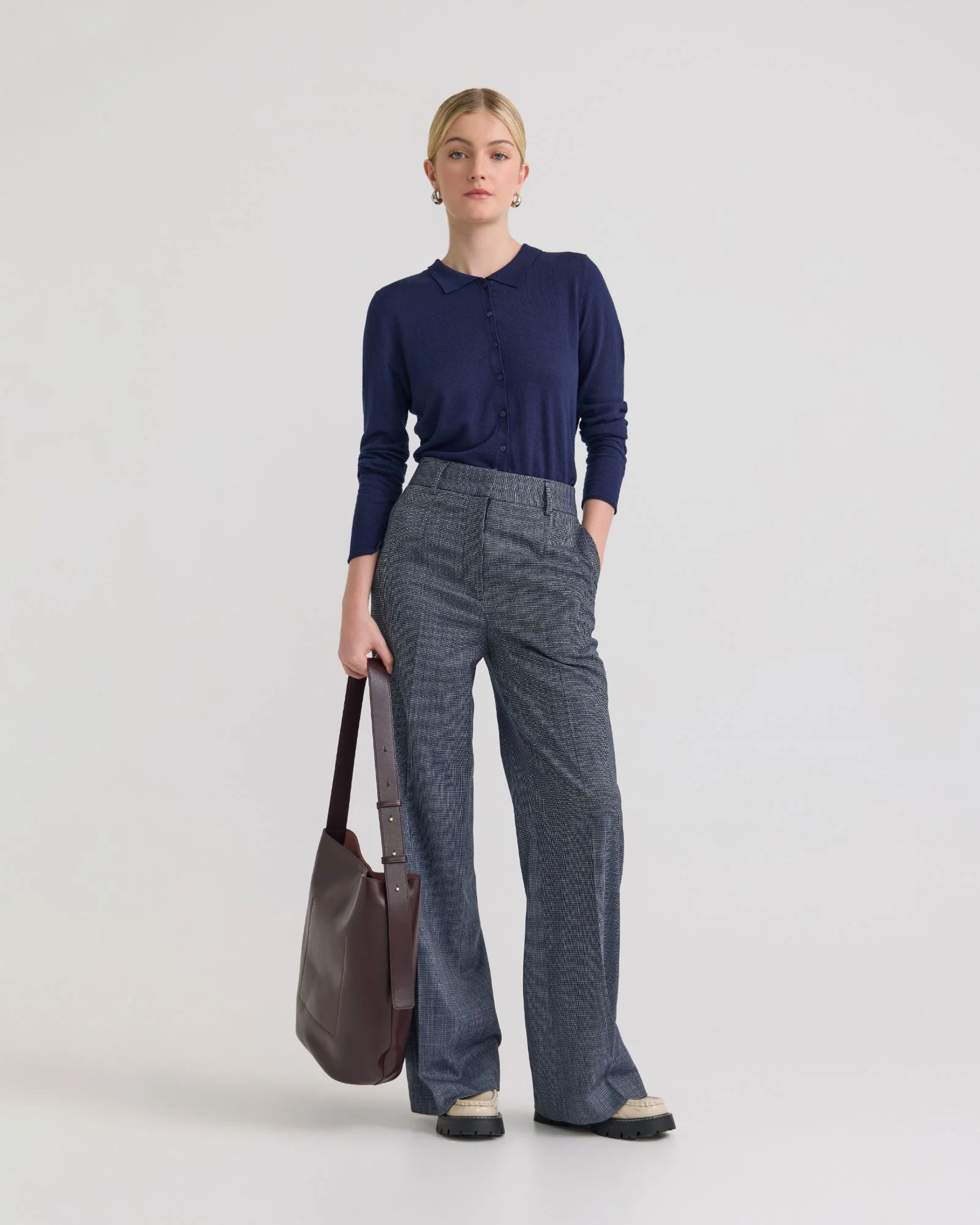 Edwina Silk Blnd Polo Collar Knit