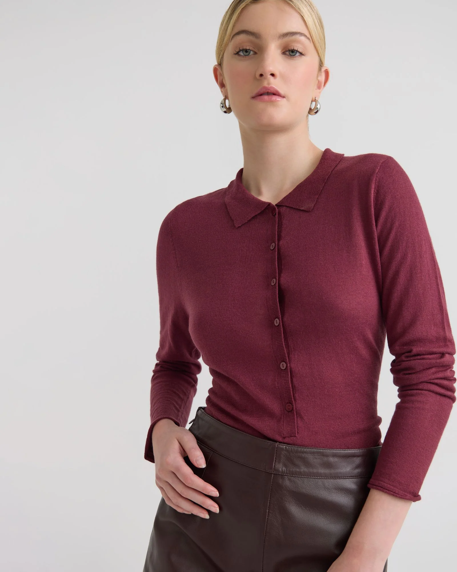 Edwina Silk Blnd Polo Collar Knit - Image 10