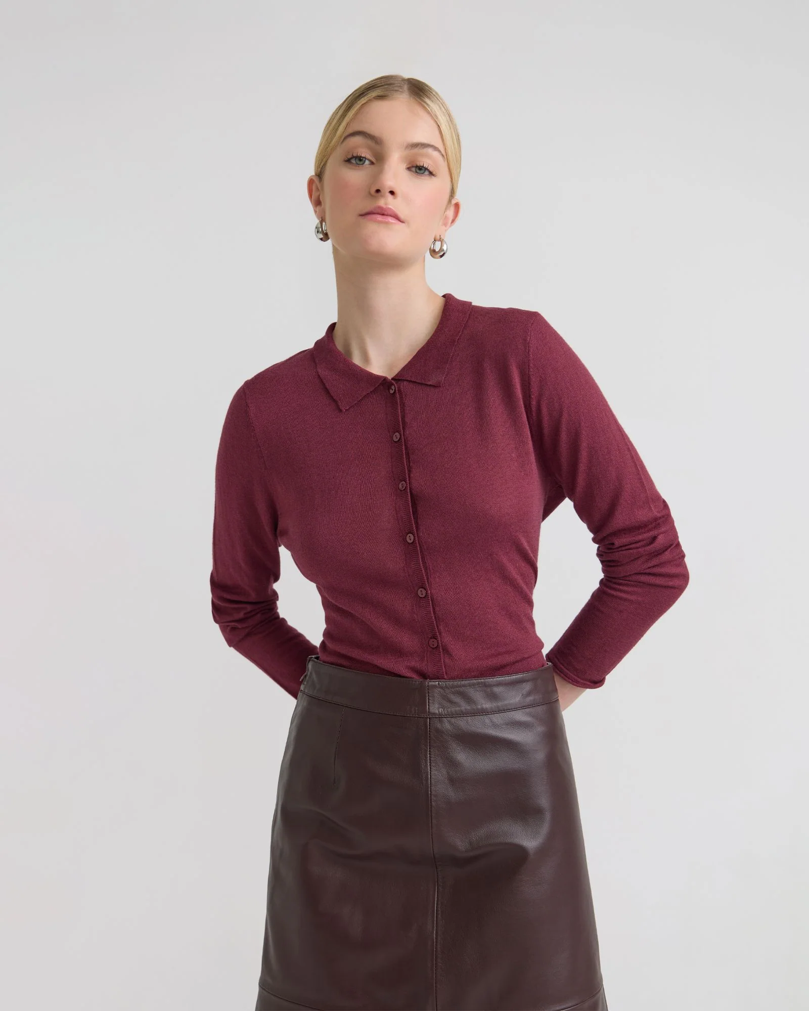 Edwina Silk Blnd Polo Collar Knit - Image 11