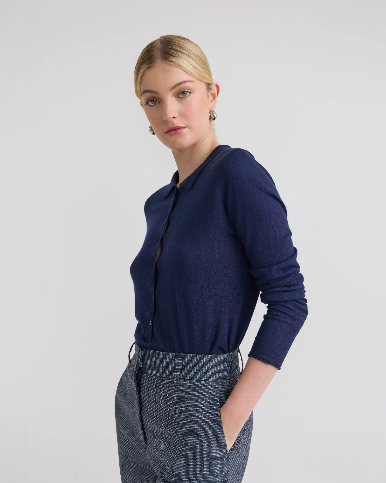 Edwina Silk Blnd Polo Collar Knit - Image 2