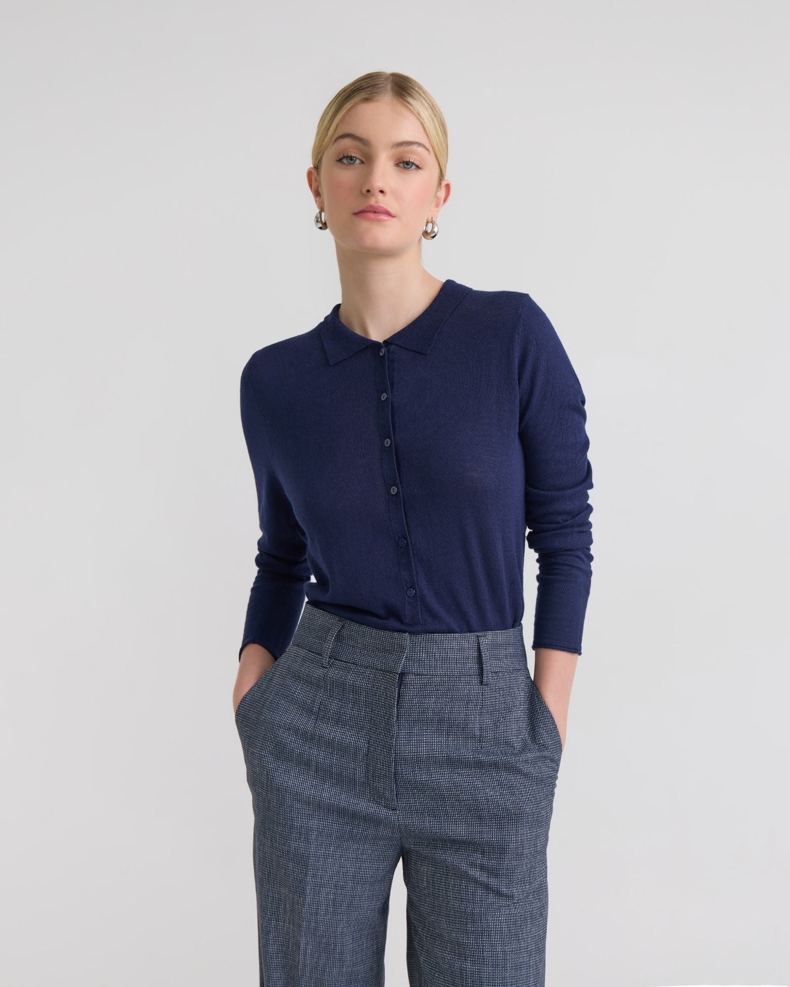 Edwina Silk Blnd Polo Collar Knit - Image 5