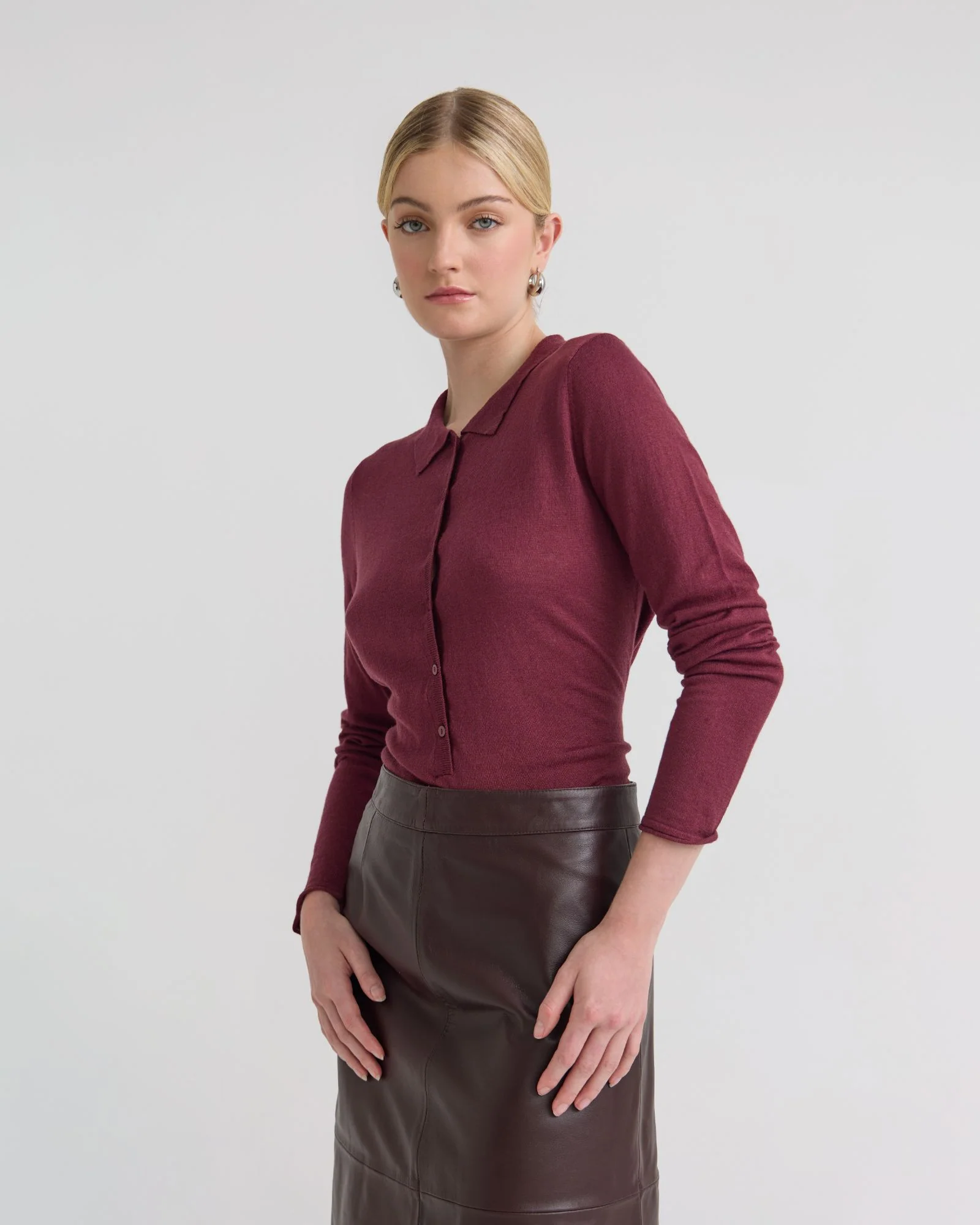 Edwina Silk Blnd Polo Collar Knit - Image 8