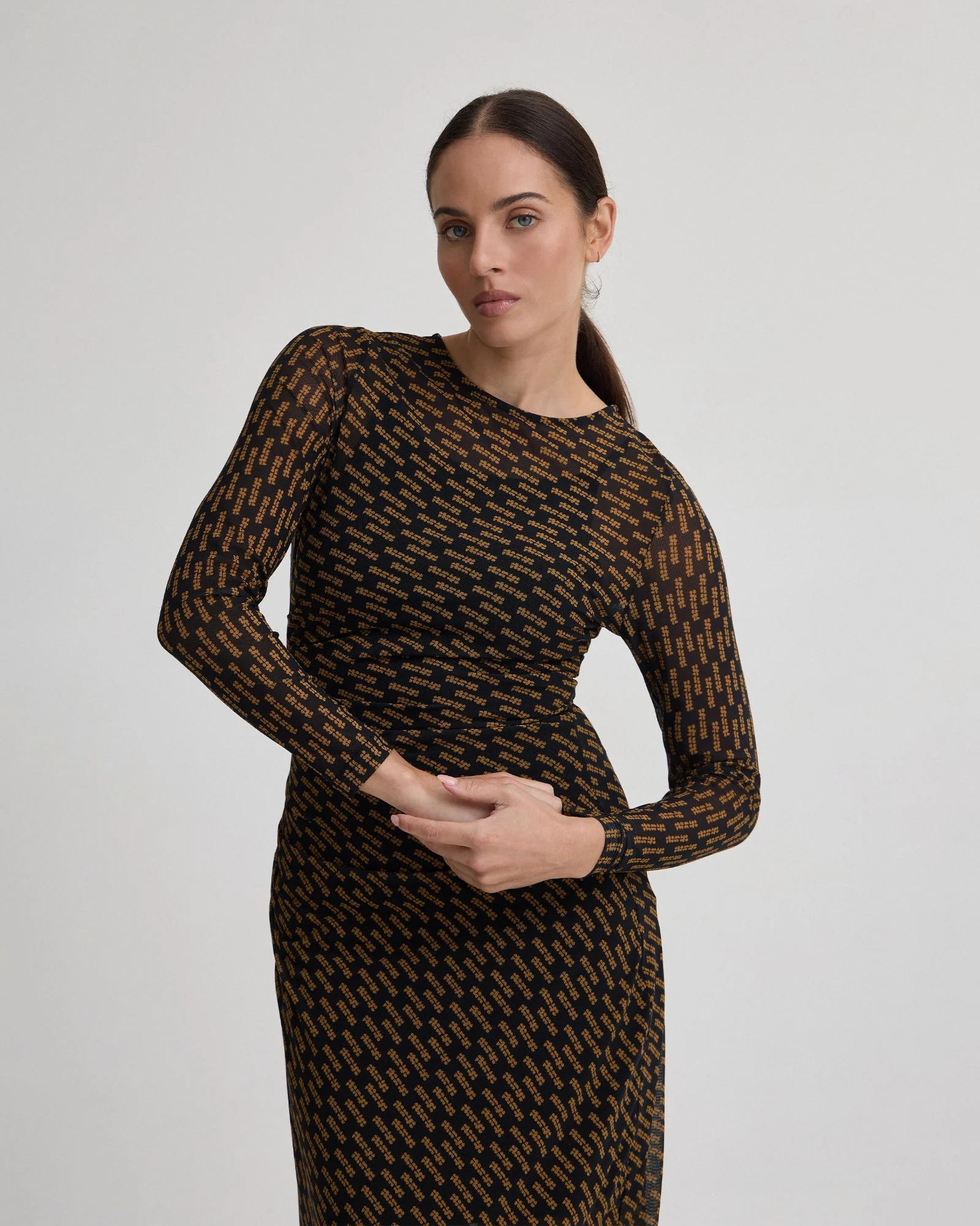 Eve Mesh Printed Dress - Image 4