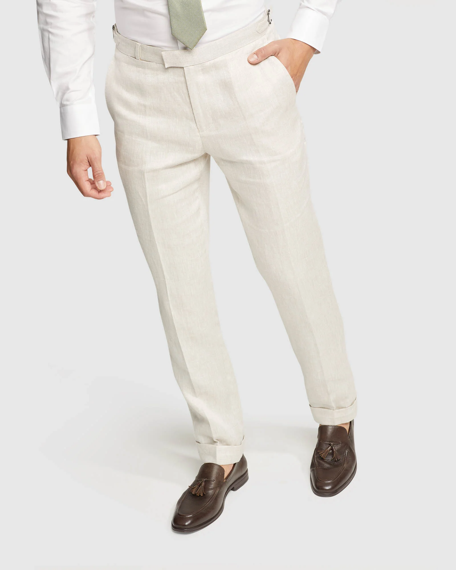 Folded Cuff Linen Trousers - Image 10