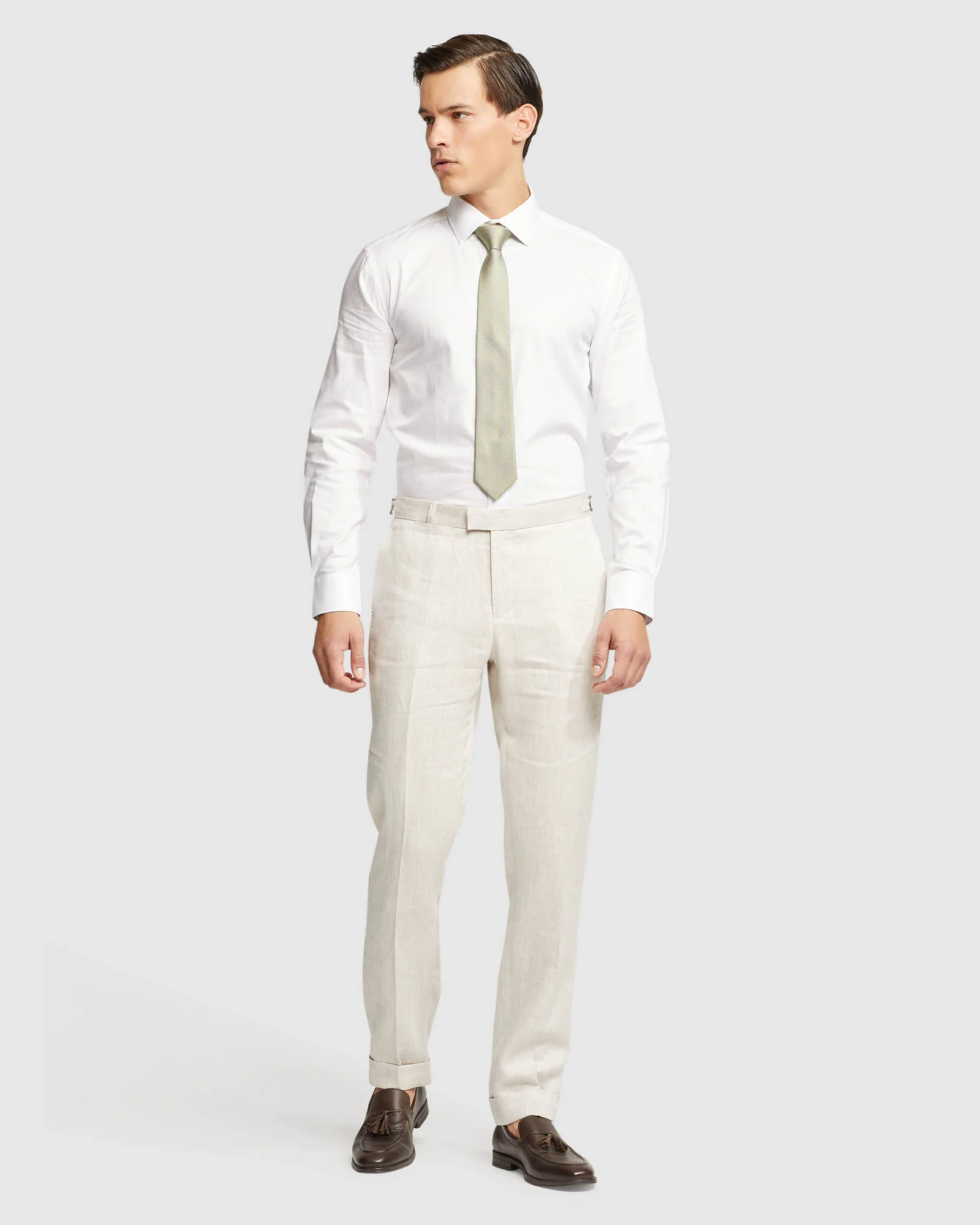 Folded Cuff Linen Trousers - Image 11