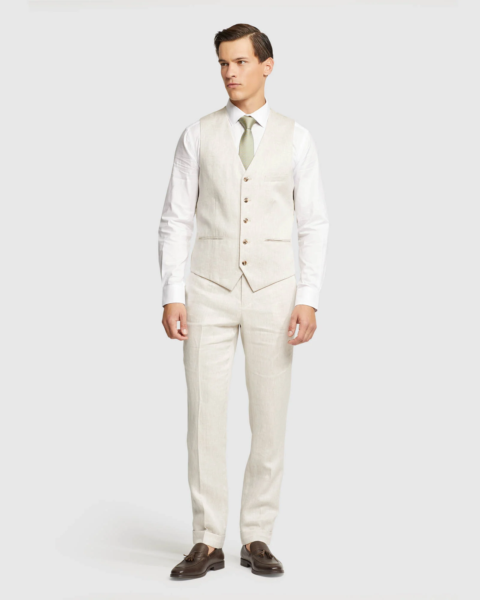 Folded Cuff Linen Trousers - Image 13