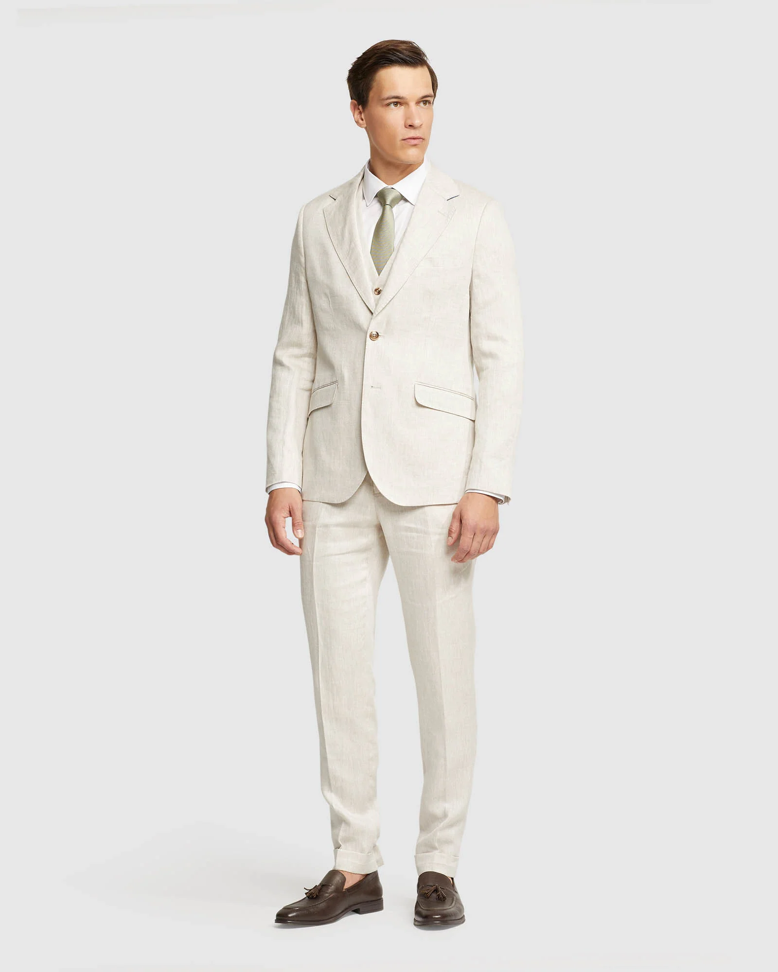 Folded Cuff Linen Trousers - Image 14