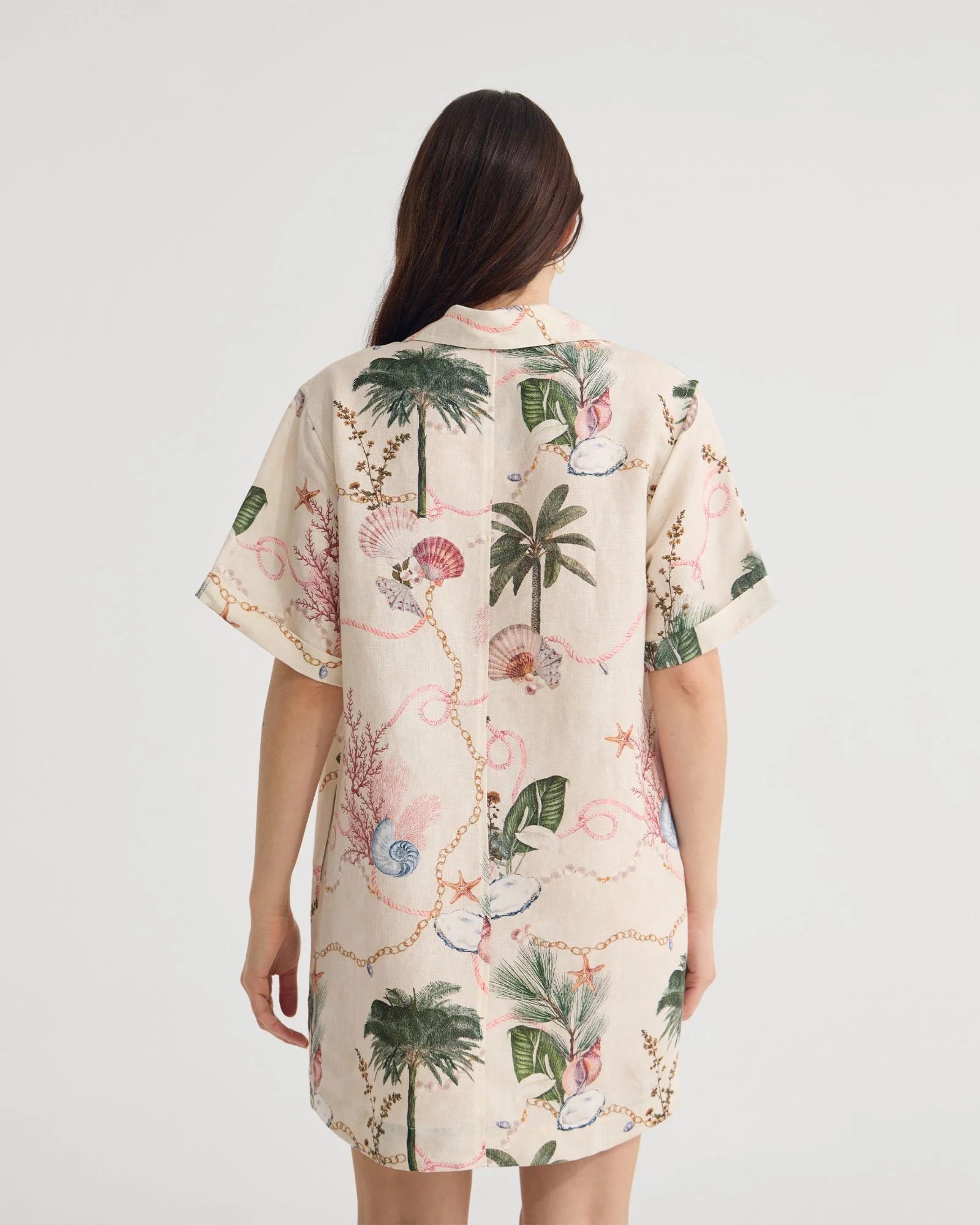 Milos Printed Linen Mini Dress - Image 4