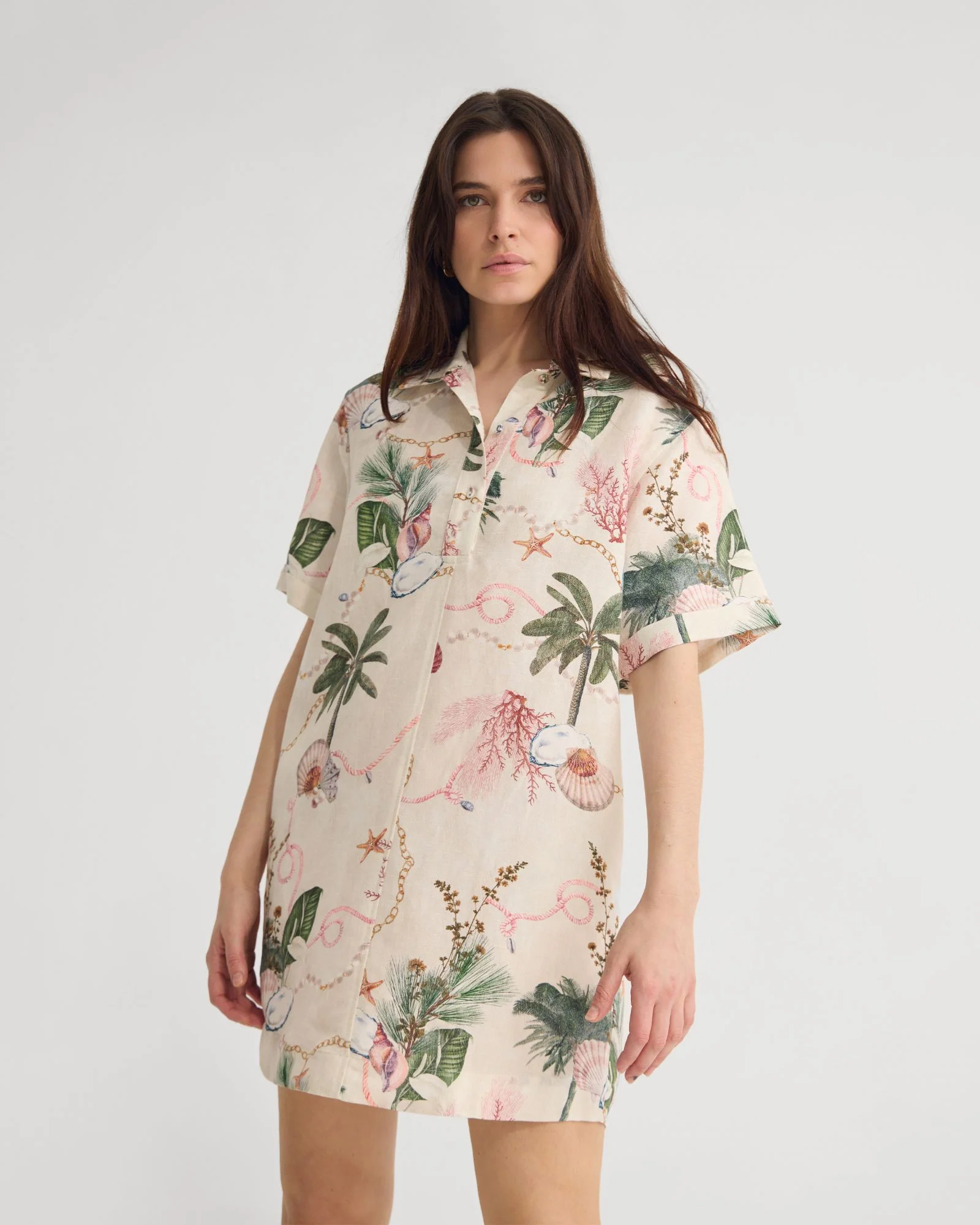 Milos Printed Linen Mini Dress - Image 6