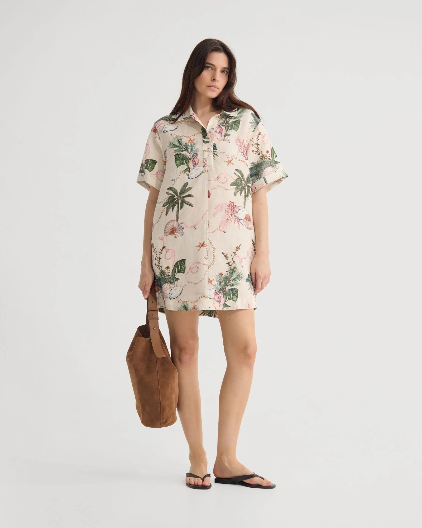Milos Printed Linen Mini Dress - Image 8