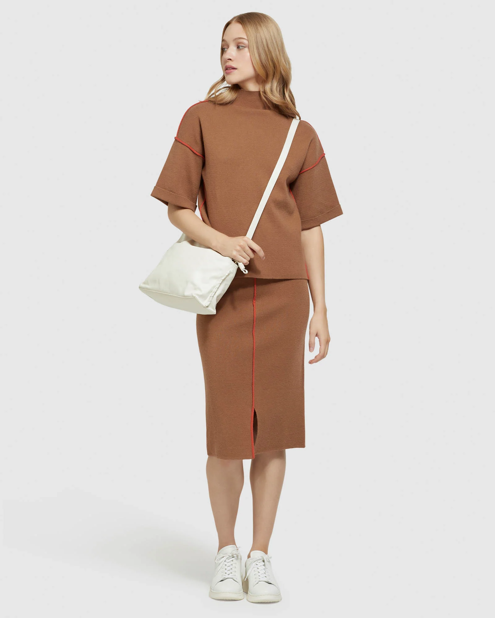 Harper Piping Detail Knit Tube Skirt - Image 11