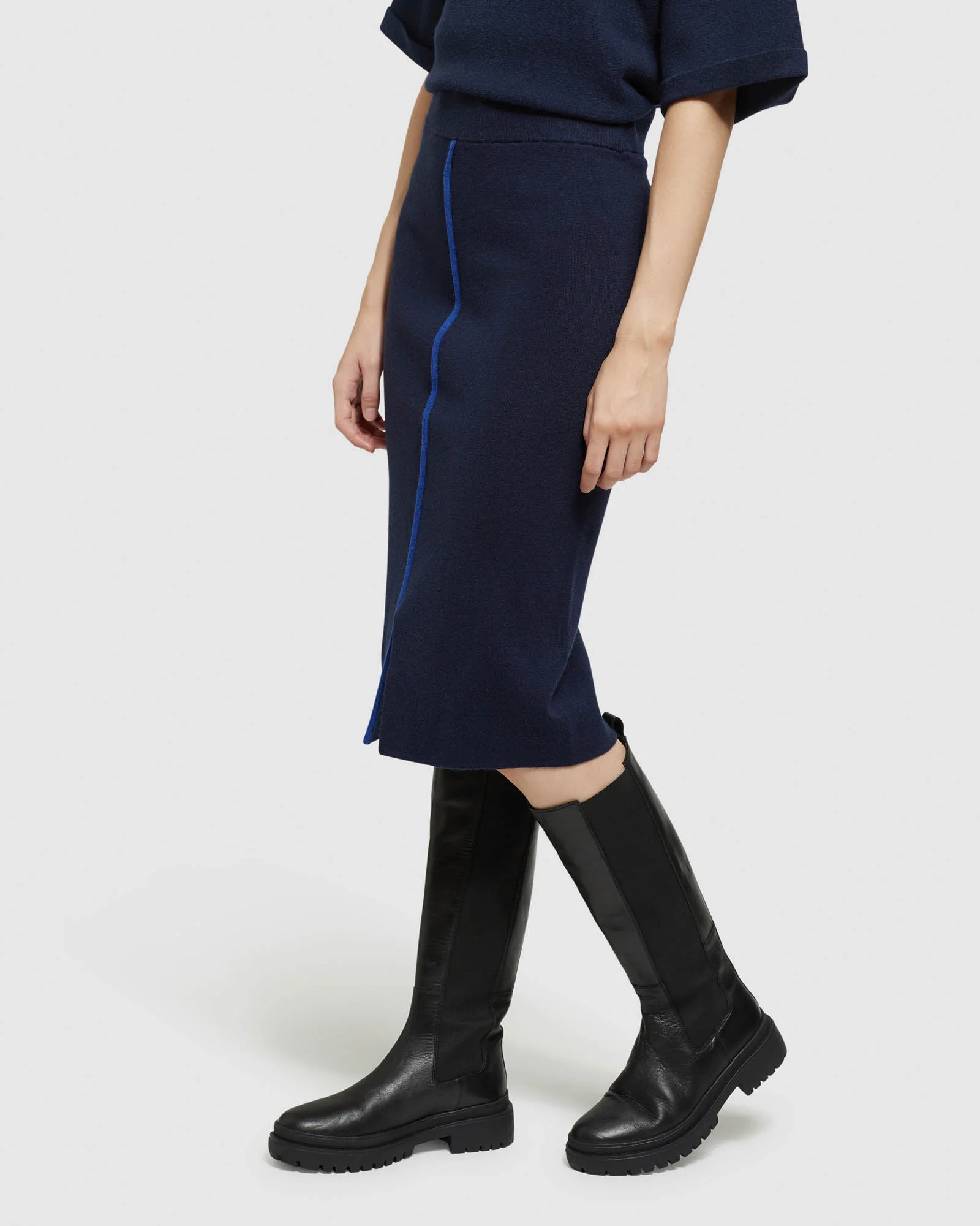 Harper Piping Detail Knit Tube Skirt - Image 2