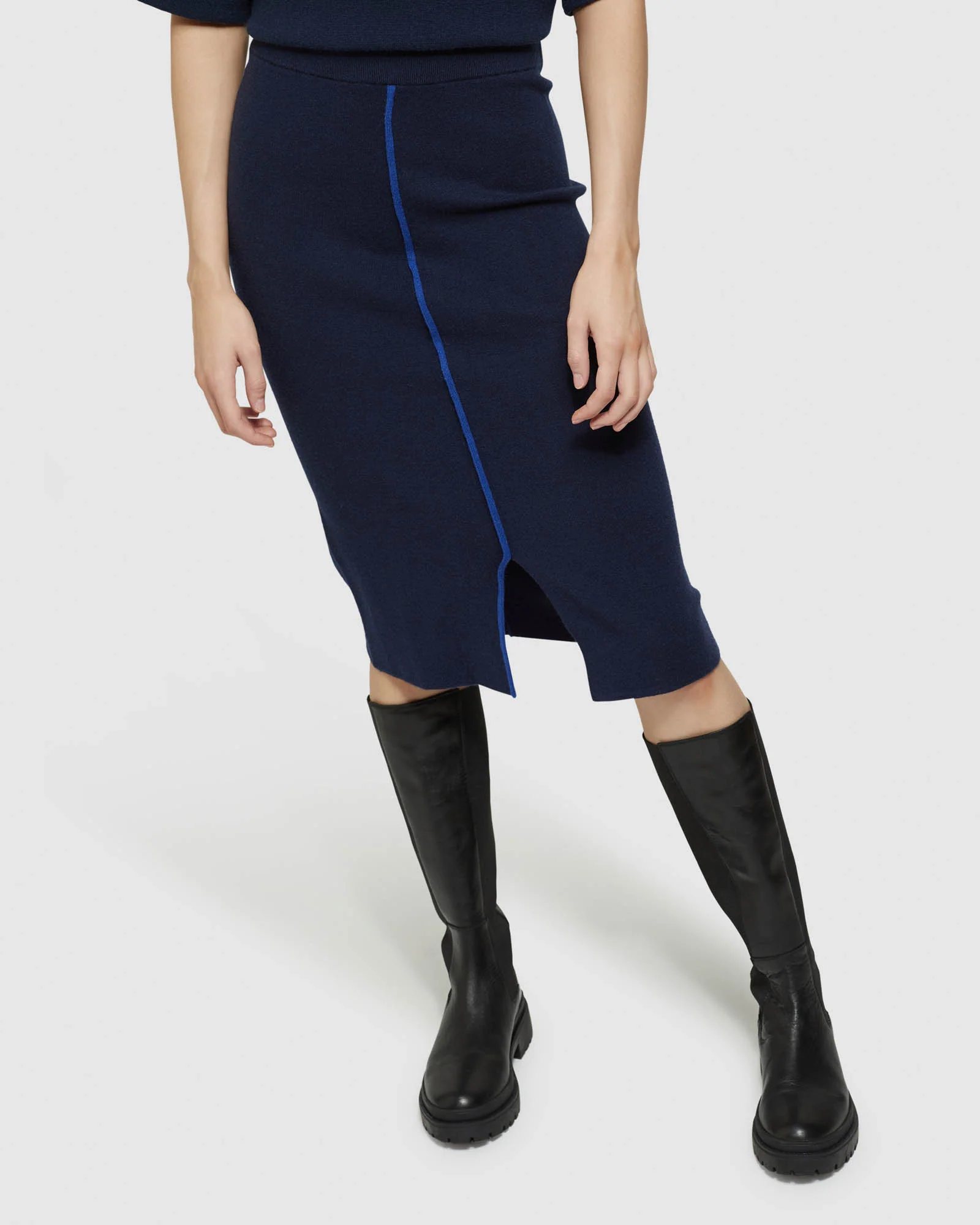 Harper Piping Detail Knit Tube Skirt - Image 4
